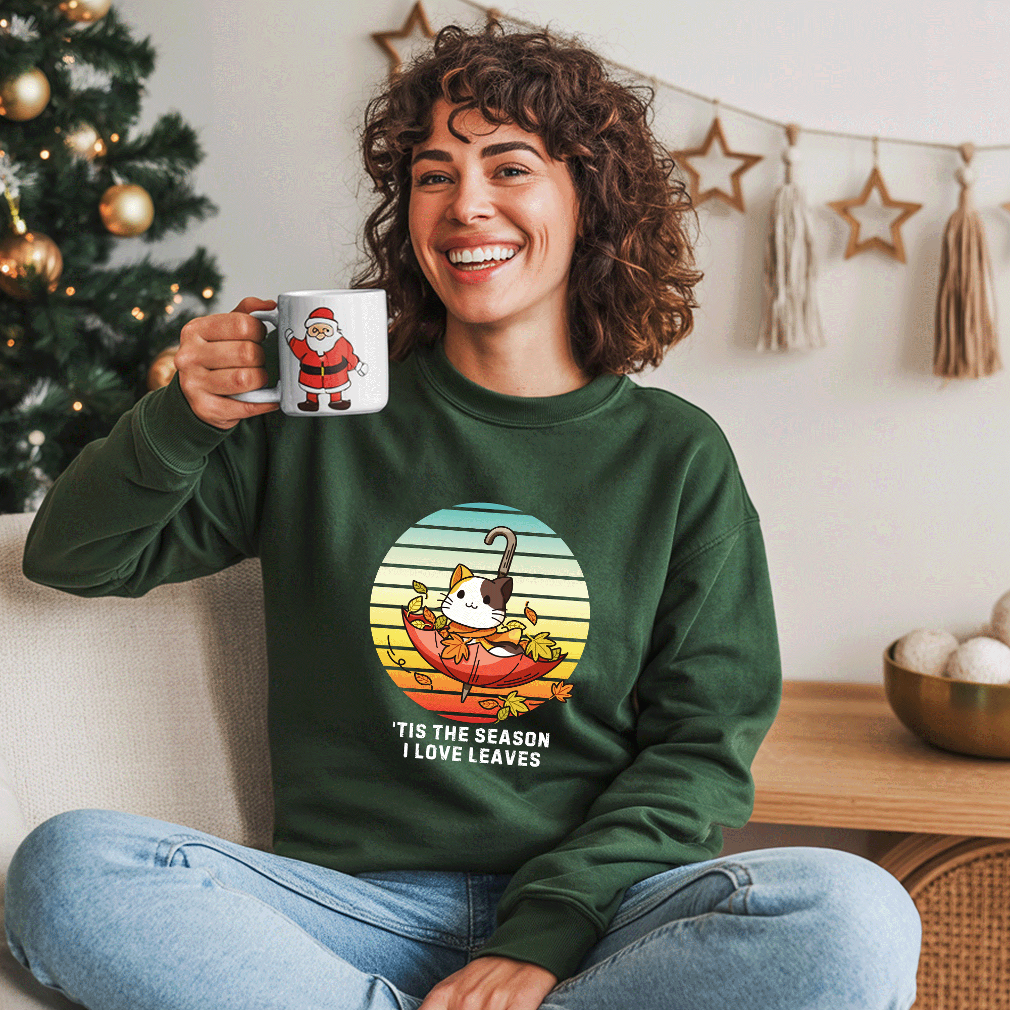 Umbrella Kitty Fall Sweatshirt, Tis the Season
