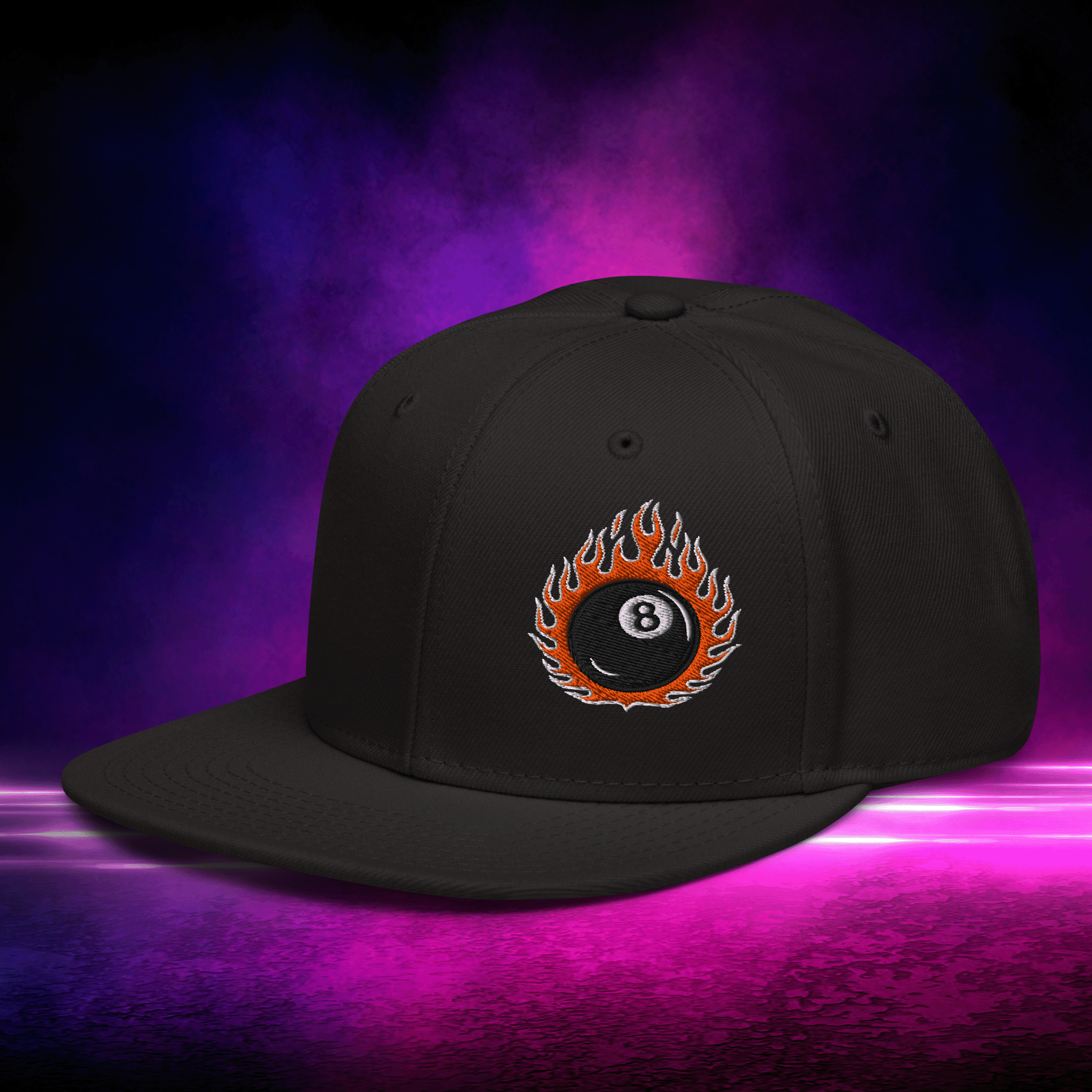 Embroidered 8 Ball Streetwear Snapback Cap