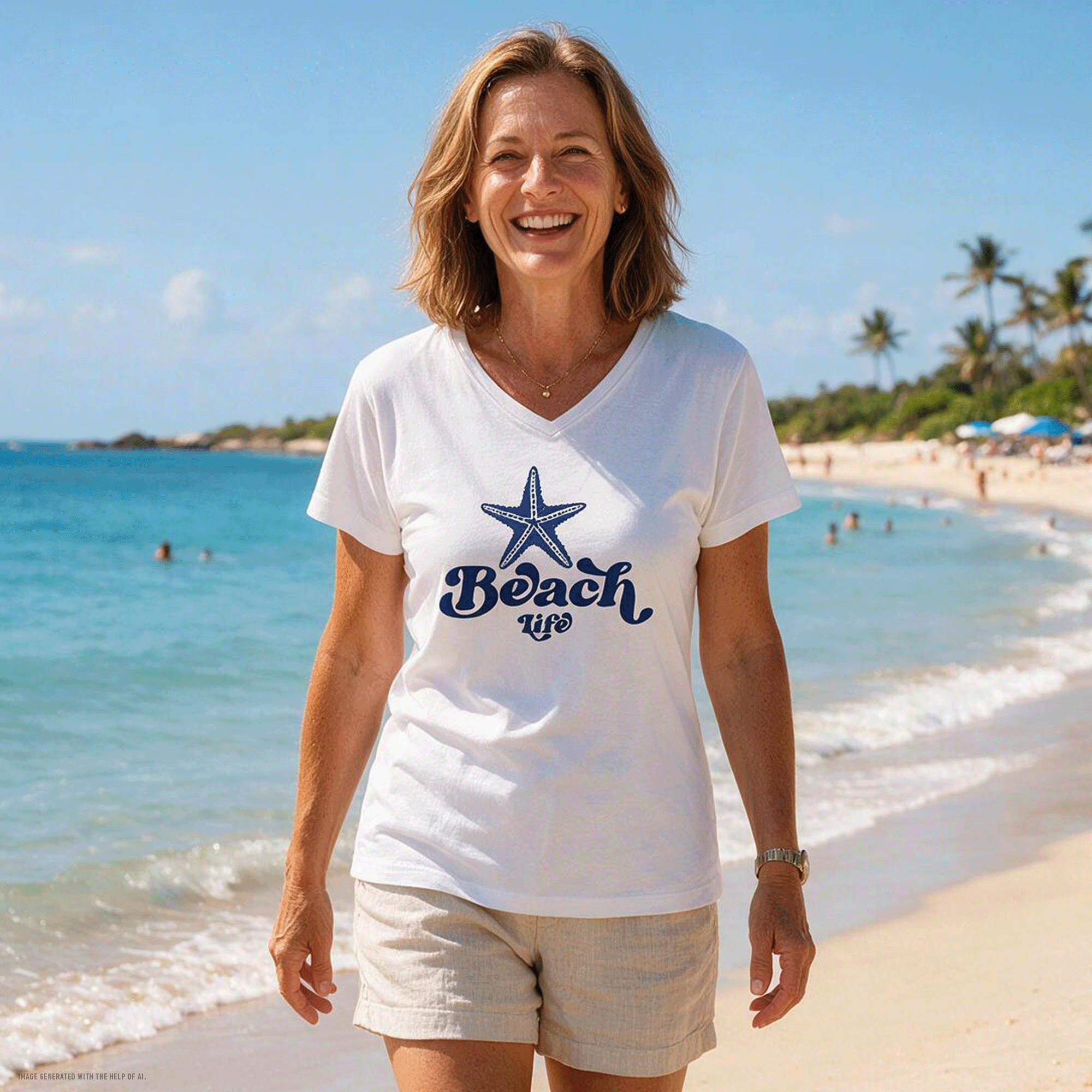 Women's Beach Life Starfish V-Neck T-Shirt