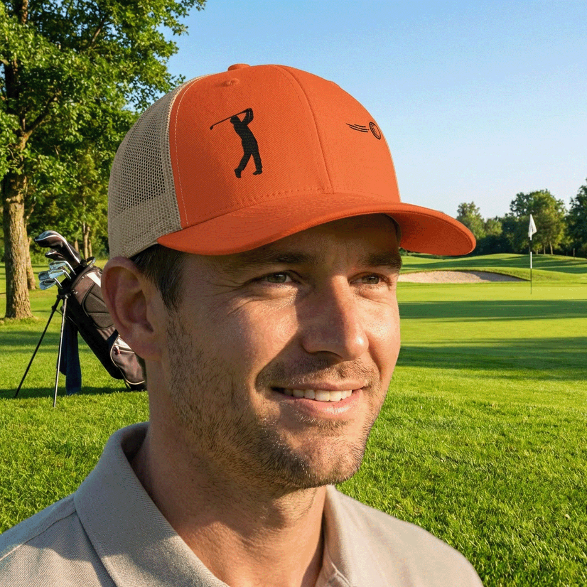 Embroidered Golfer Trucker Cap