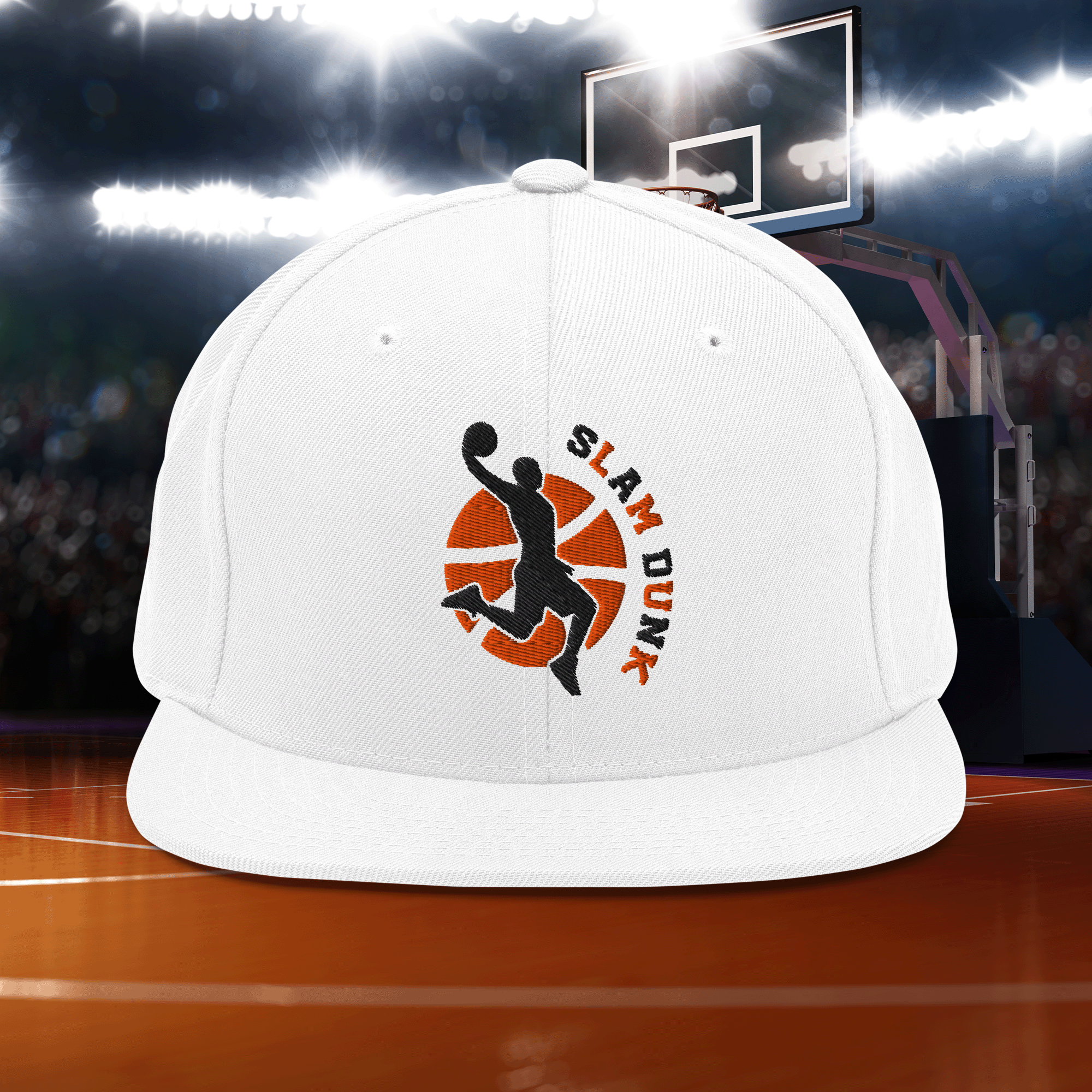 Embroidered Basketball Slam Dunk Snapback Cap