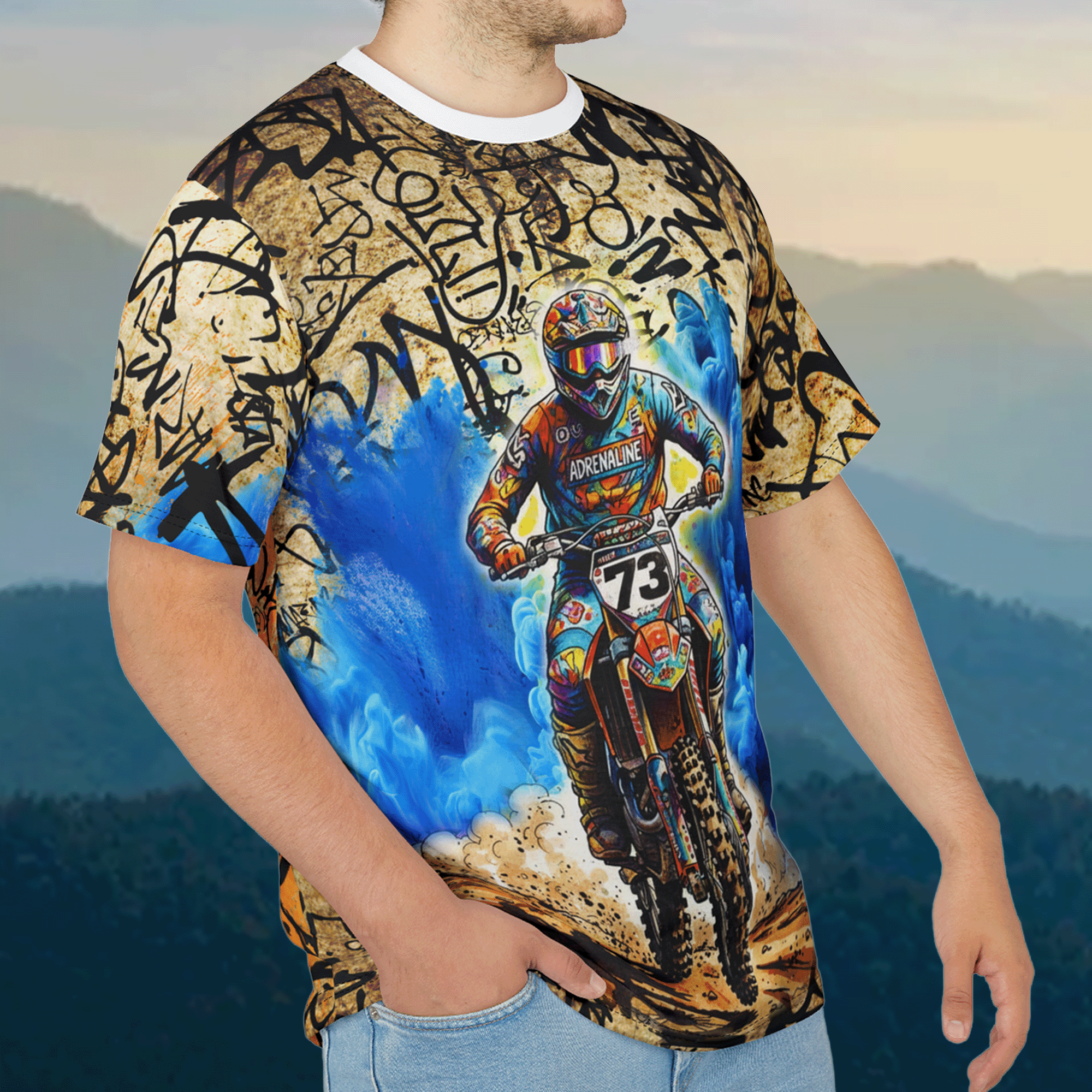 Motocross Rider Graffiti Grunge Tee