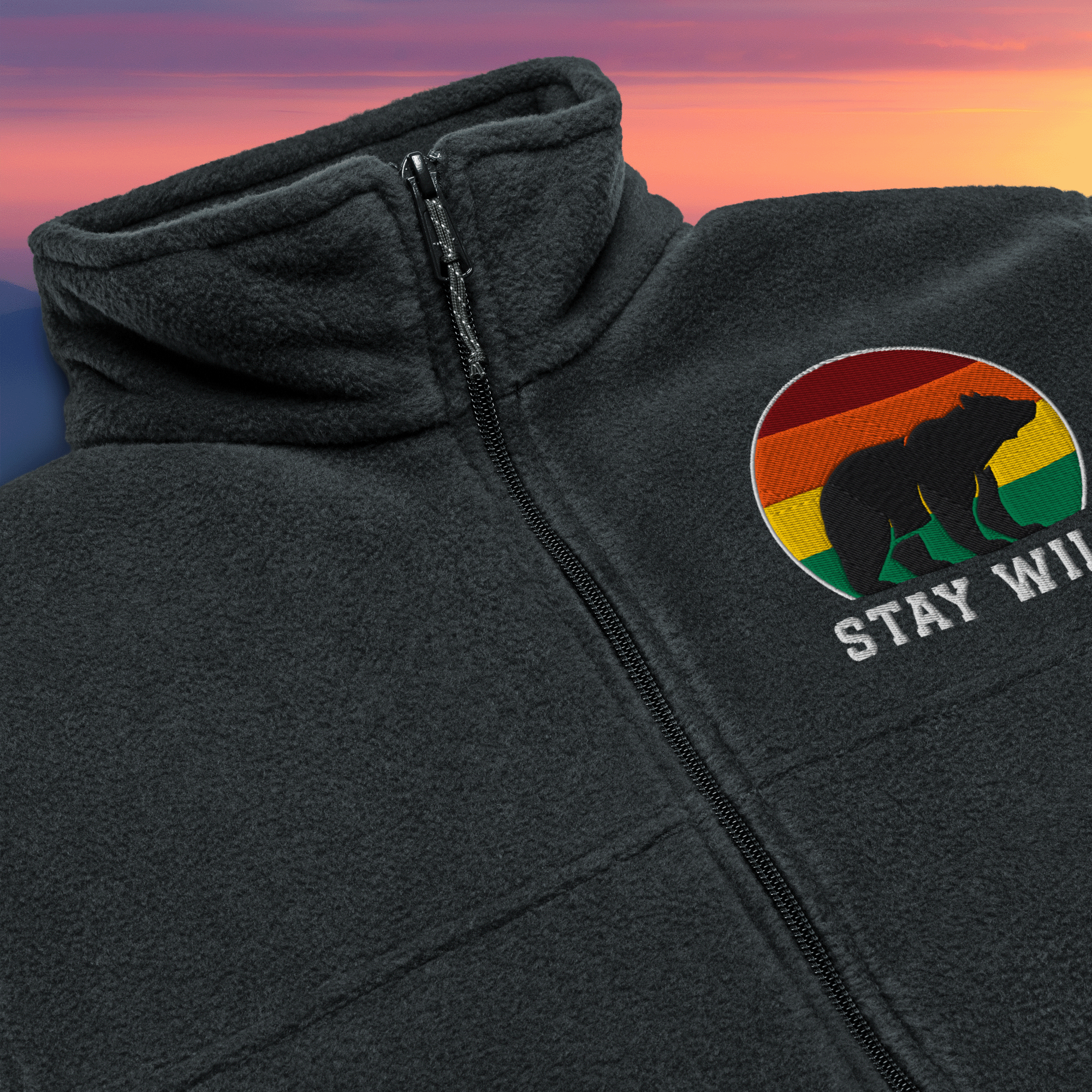 Stay Wild Black Bear Unisex Columbia Fleece Jacket
