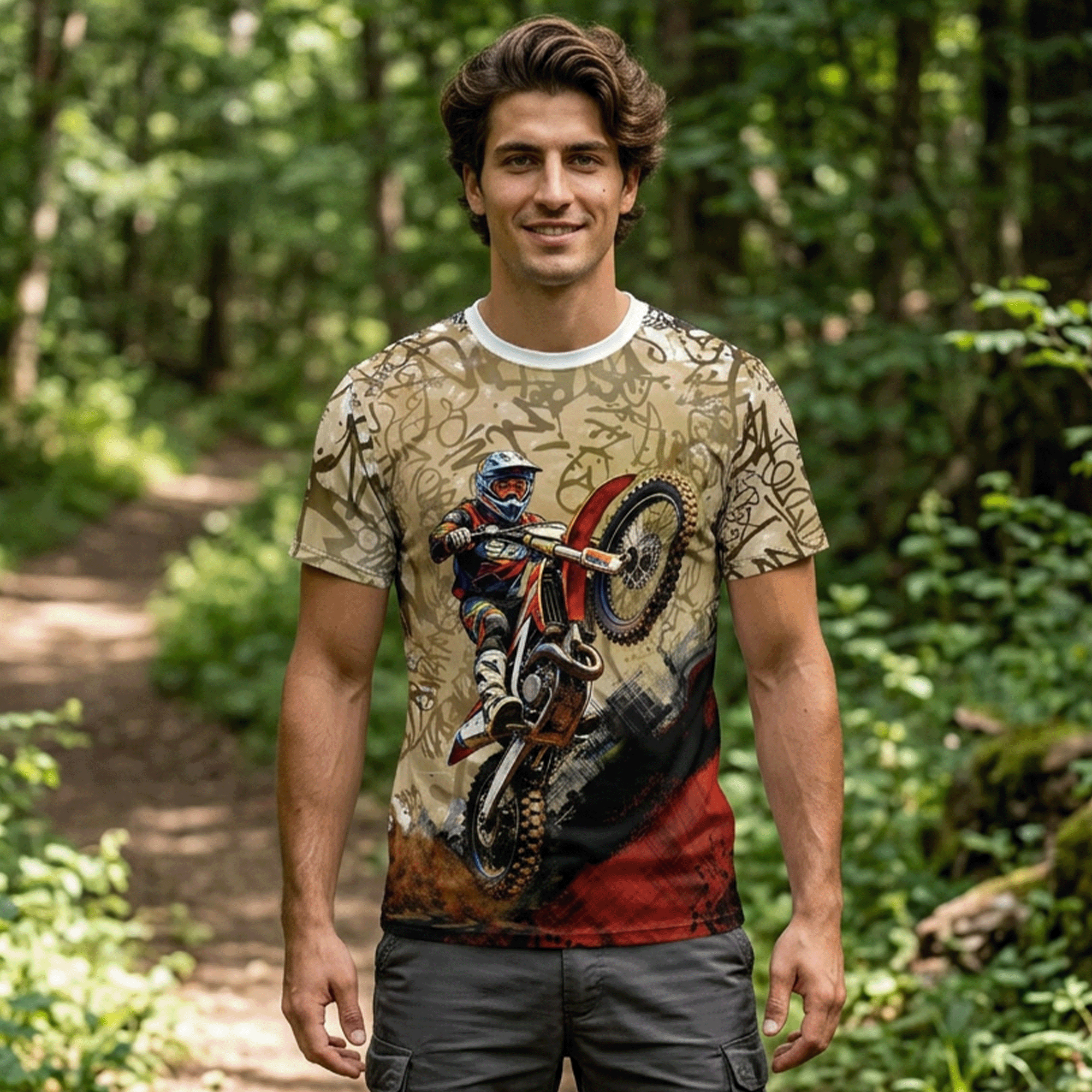 Motocross Graffiti Grunge Style T-shirt