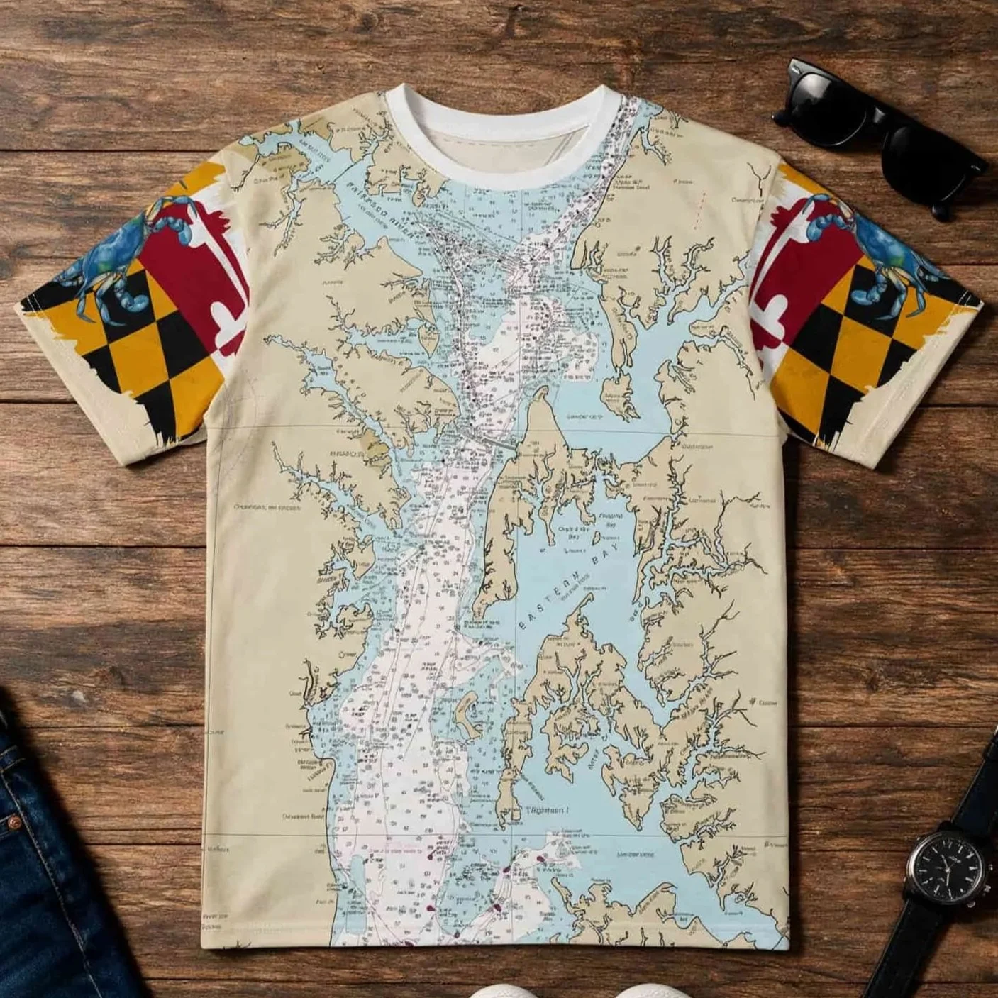 Maryland Chesapeake Bay Nautical Chart Tee