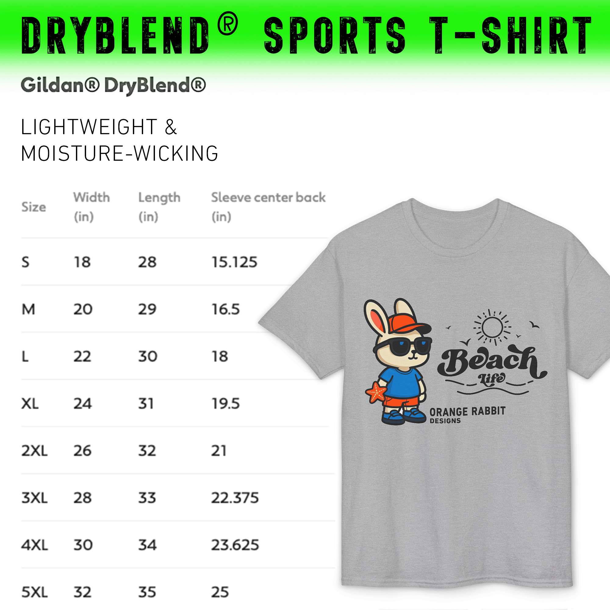 Orange Rabbit Beach Life Dryblend® Summer T-Shirt