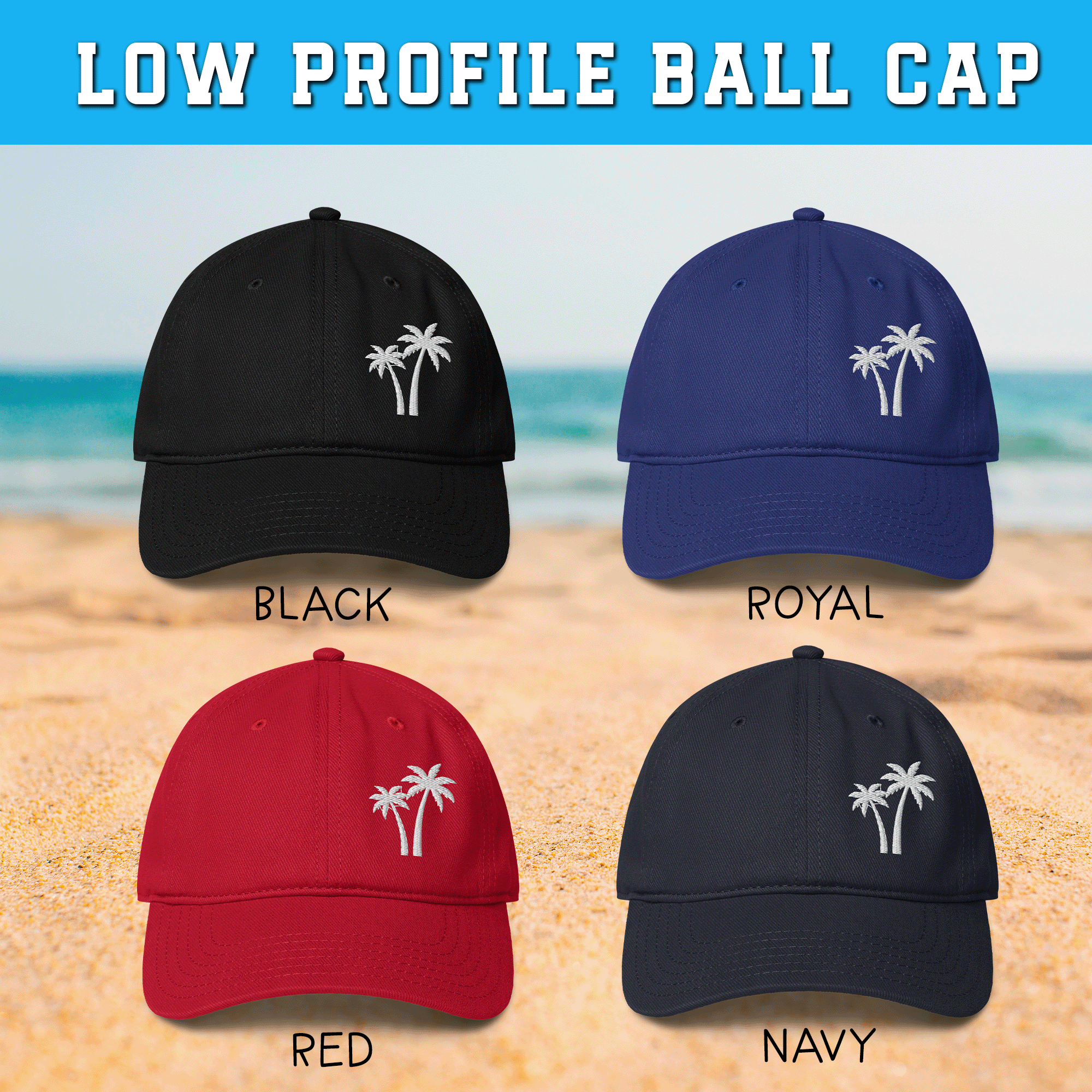 Embroidered White Palm Trees Cap