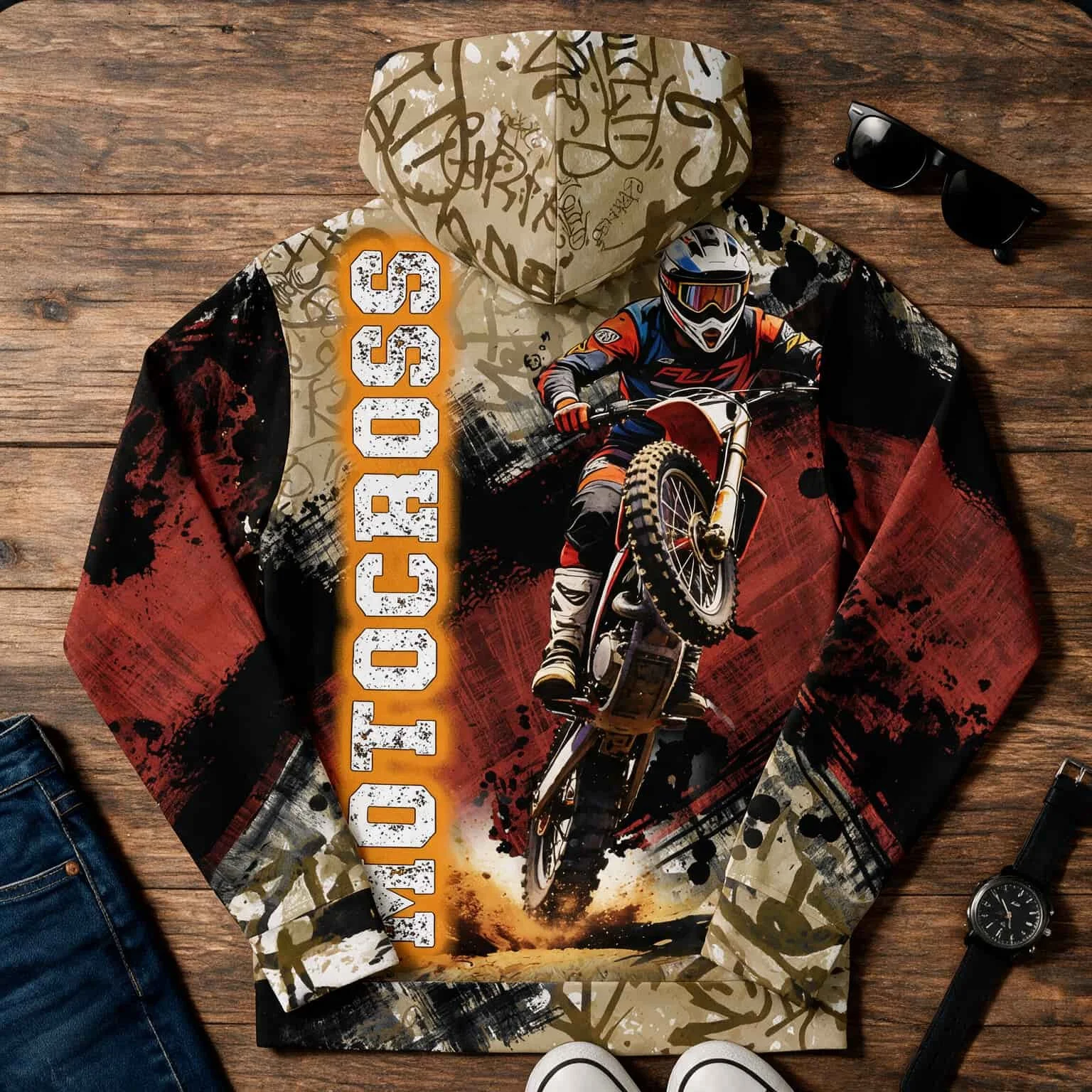 Motocross Graffiti Grunge Hoodie