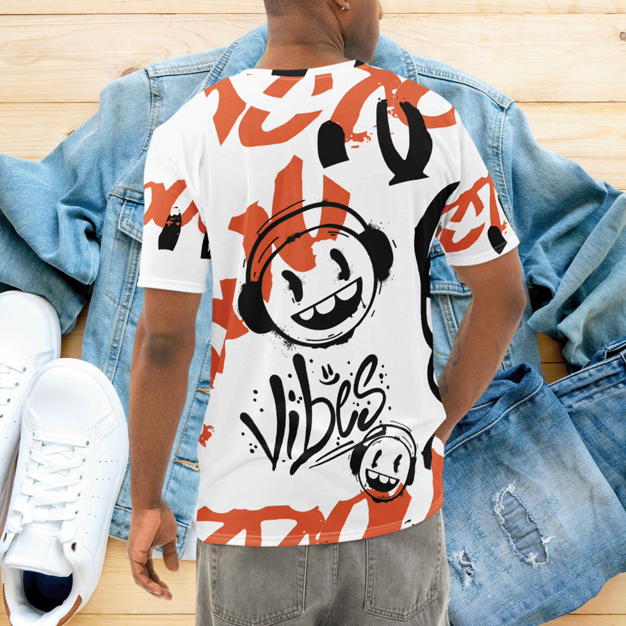 Headphones Good Vibes Graffiti Style Men’s T-shirt