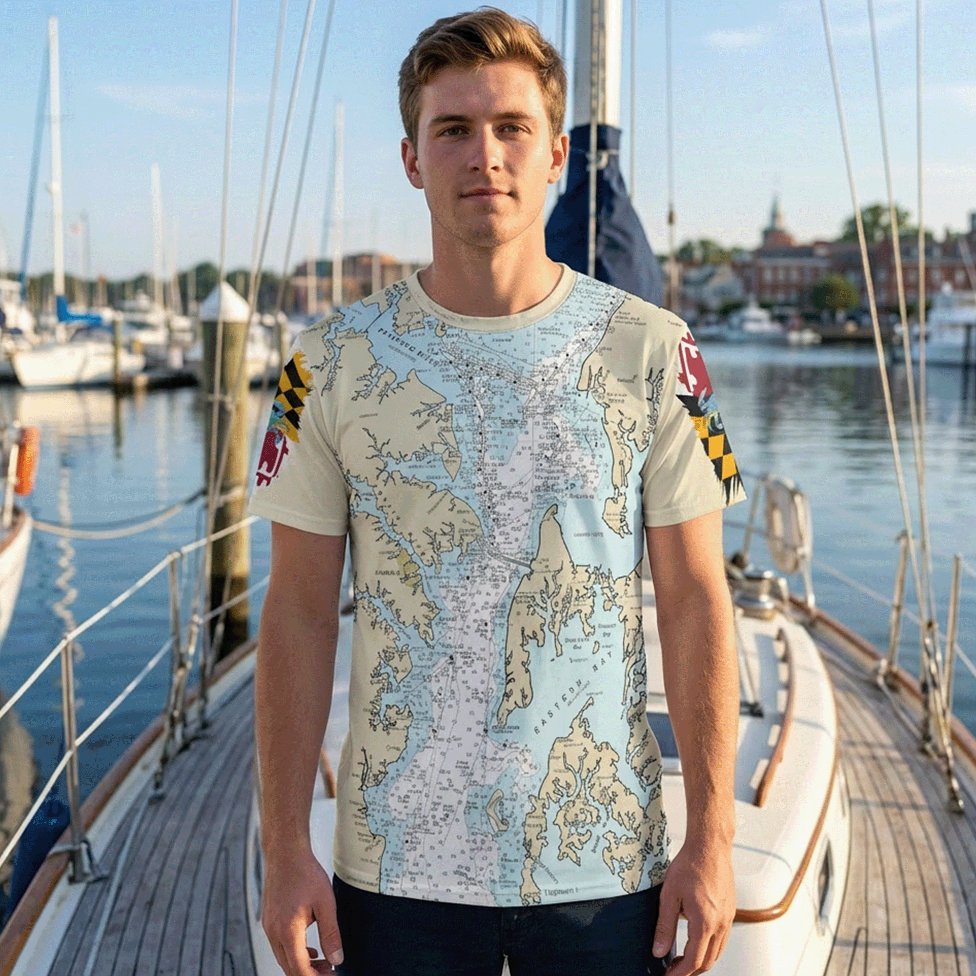 Chesapeake Bay Maryland Nautical Chart Men's T-shirt