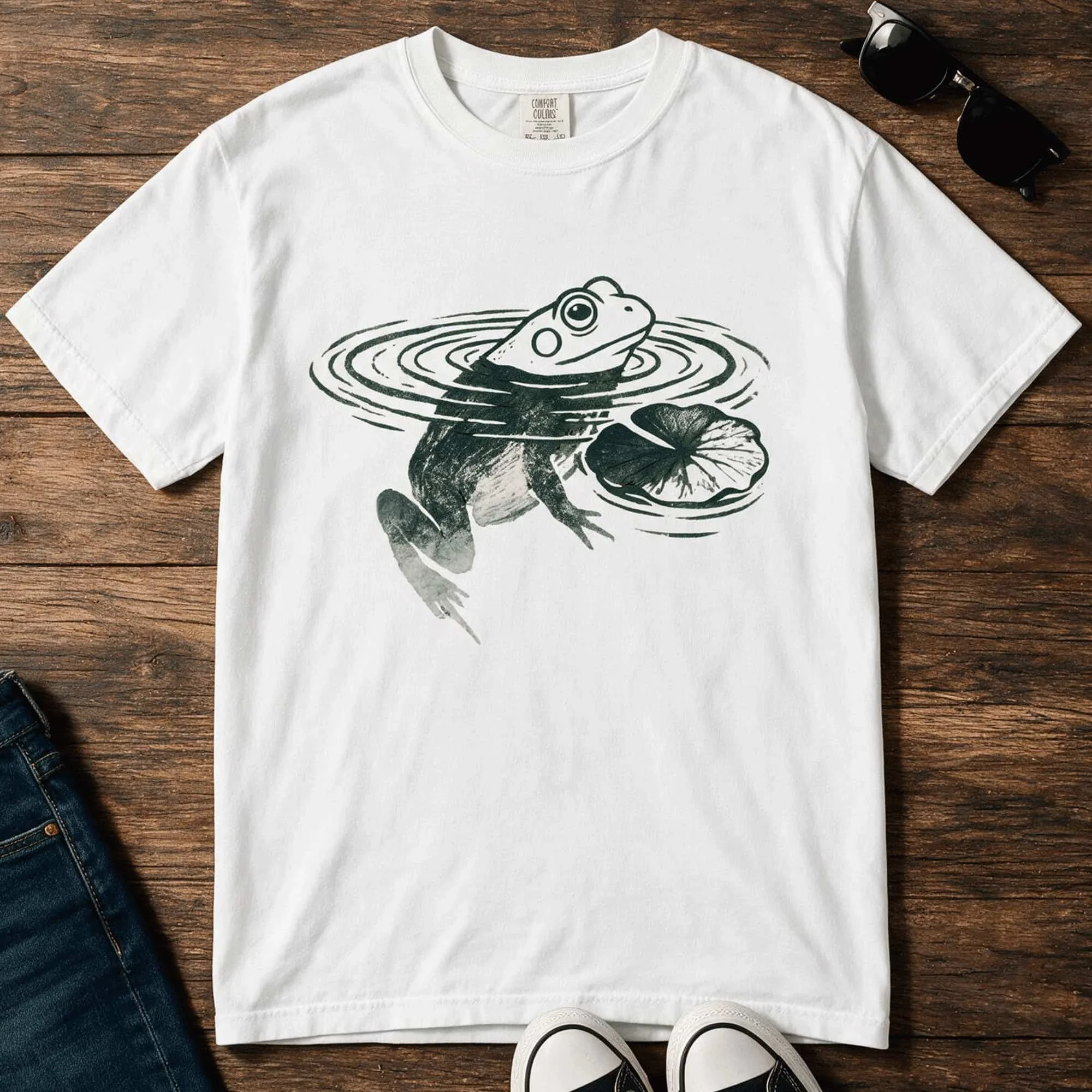Frog Lily Pad Print Unisex T-Shirt