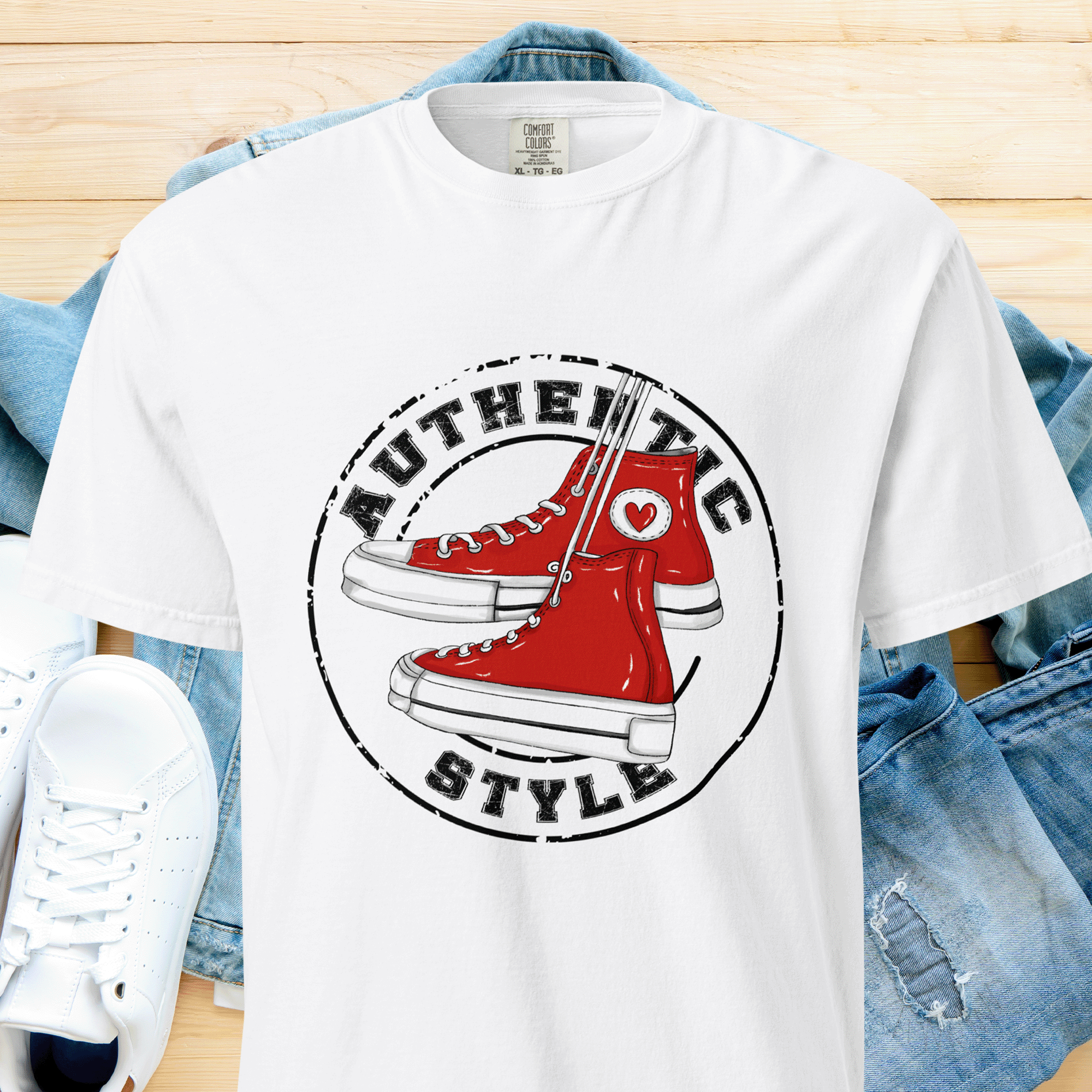 Authentic Style Red Sneakers Tee