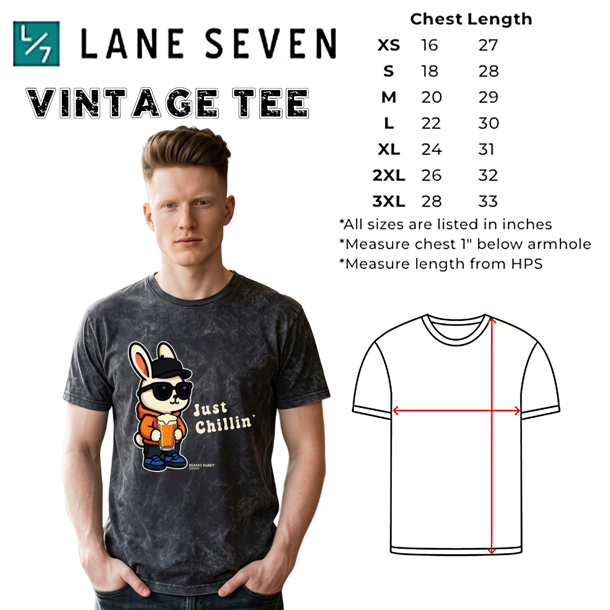 Orange Rabbit Just Chillin Beer Vintage Crewneck Tee