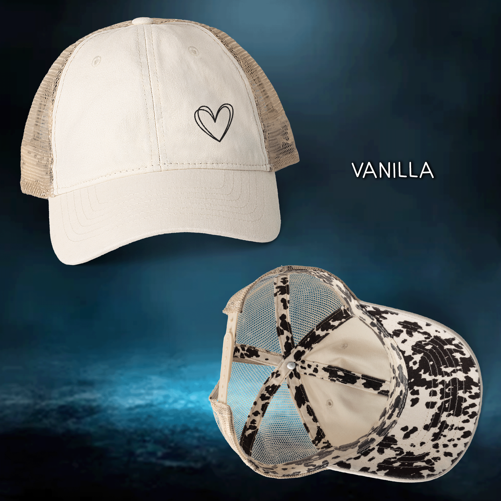 Embroidered Double Hearts Women's TESS Cap