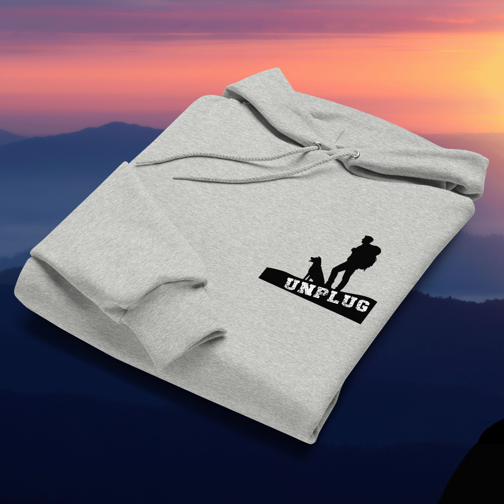 Unplug Hiking with Dog Powerblend Hoodie