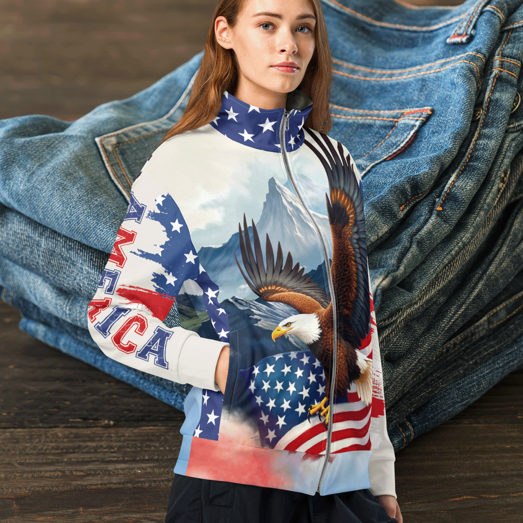 American Eagle Patriotic Unisex Track Jacket