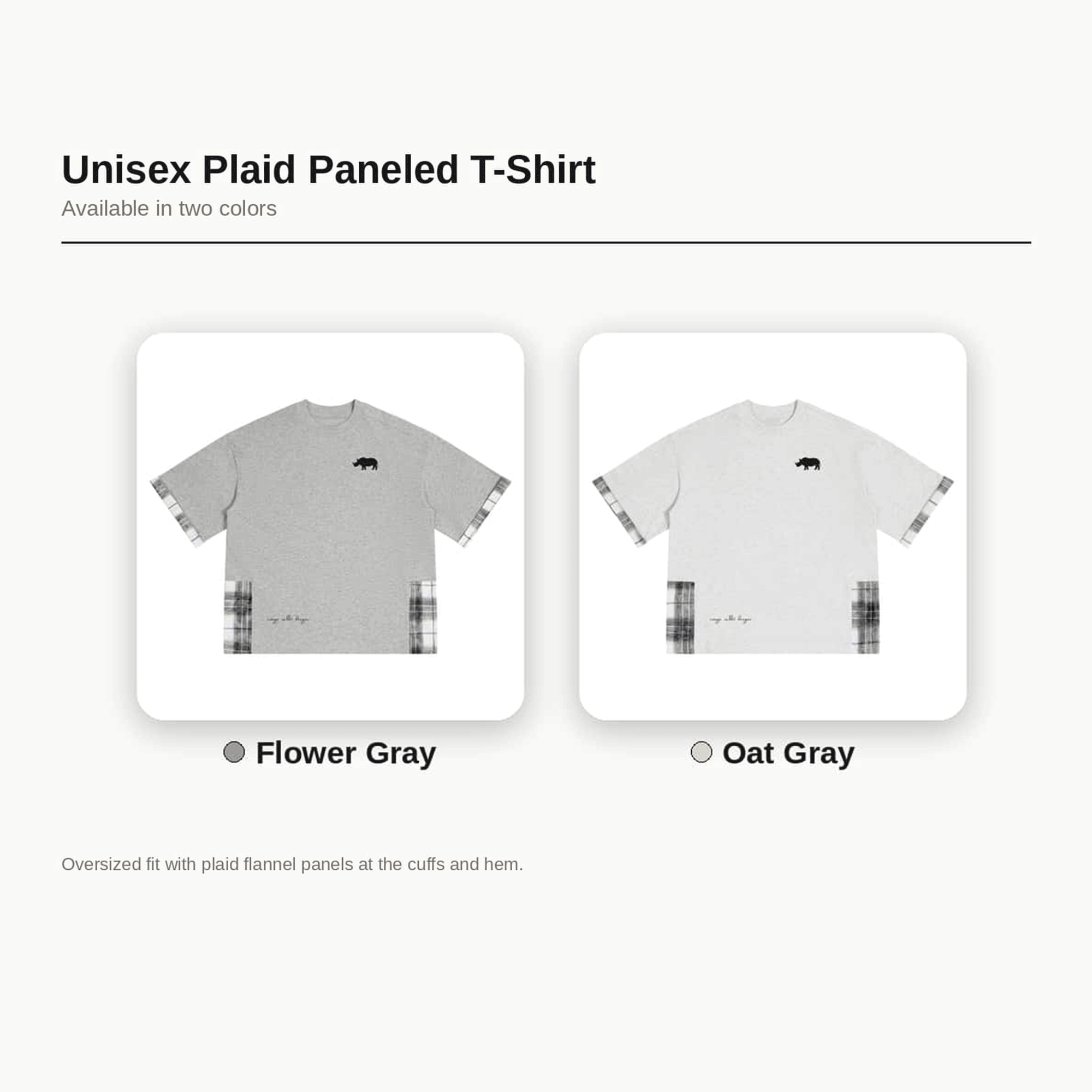 Rhino Unisex Plaid Paneled Orange Rabbit T-Shirt color choices