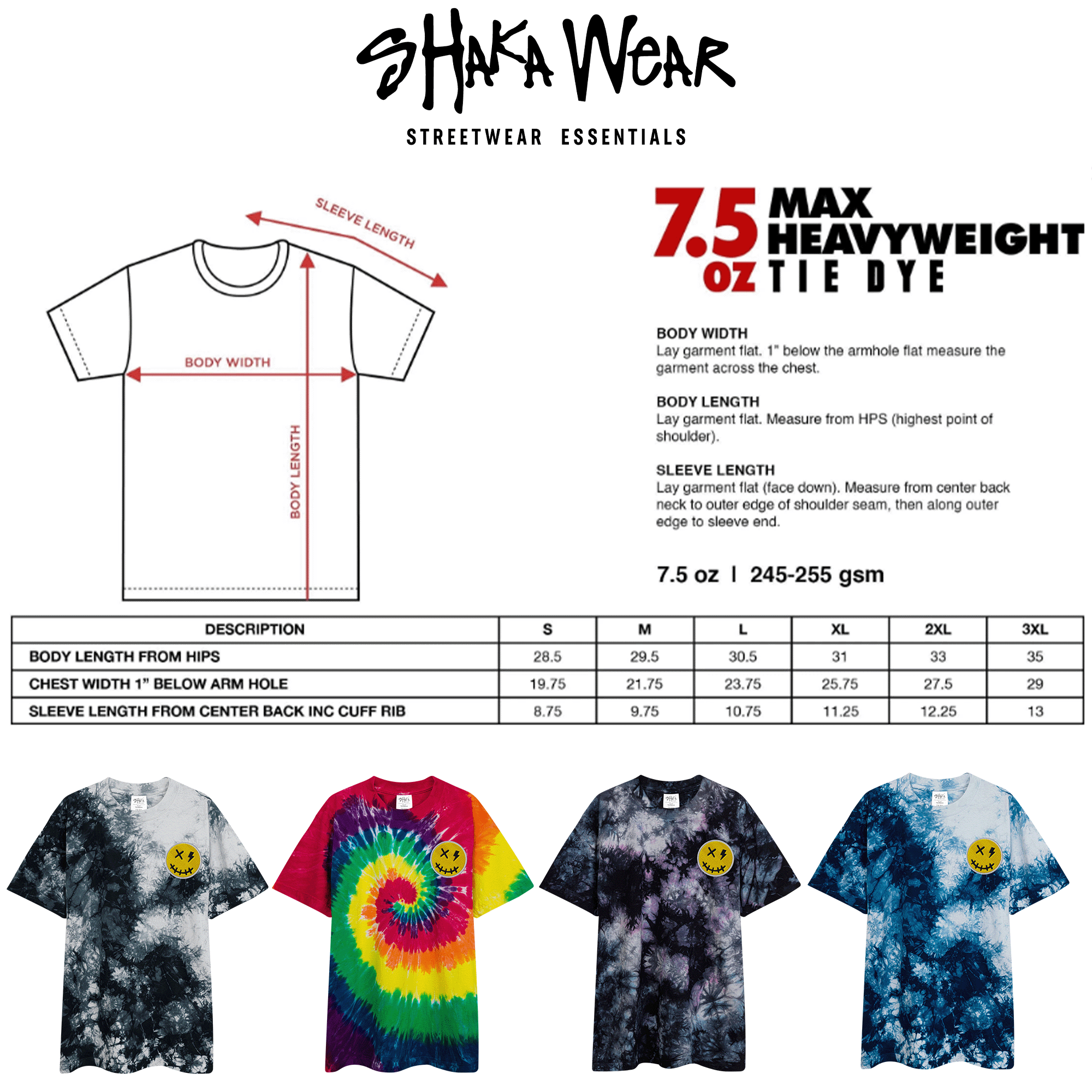 Embroidered Streetwear Smiley Tie-Dye T-Shirt