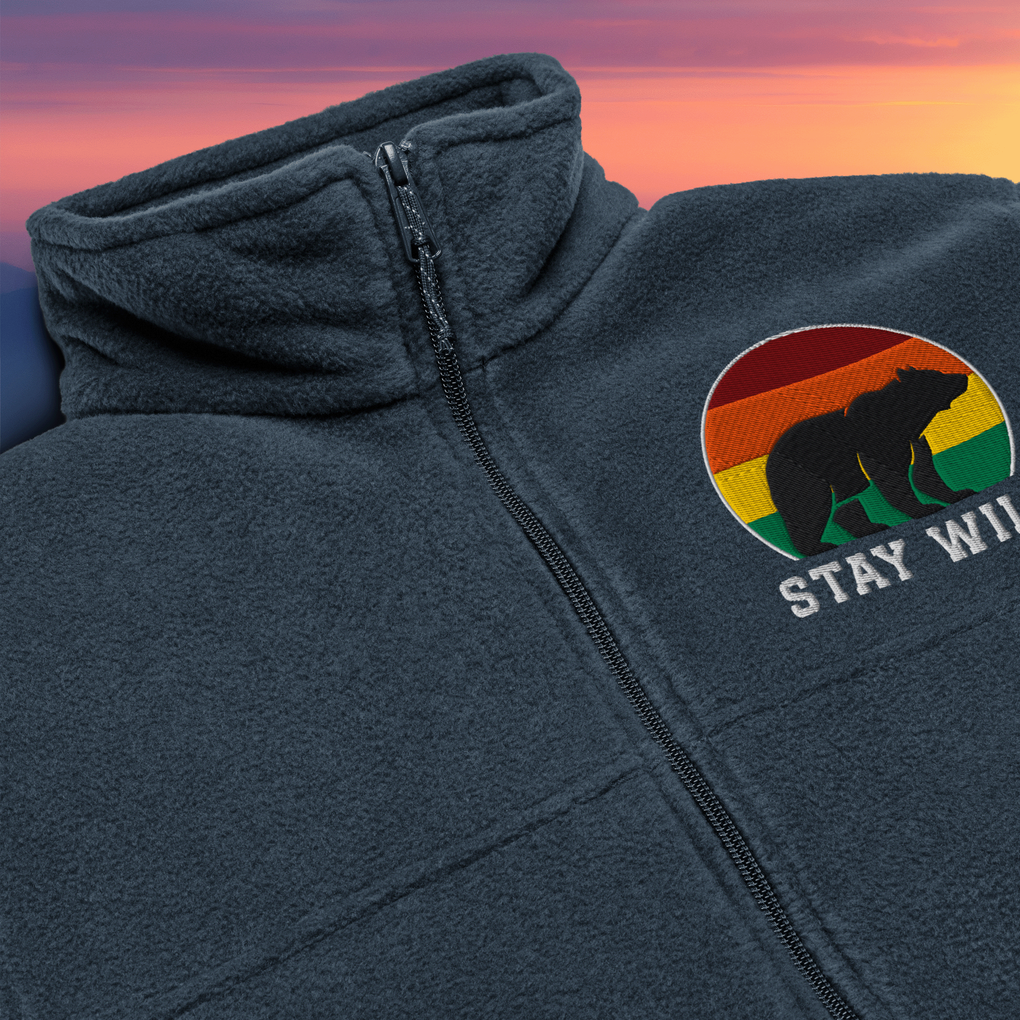 Stay Wild Black Bear Unisex Columbia Fleece Jacket