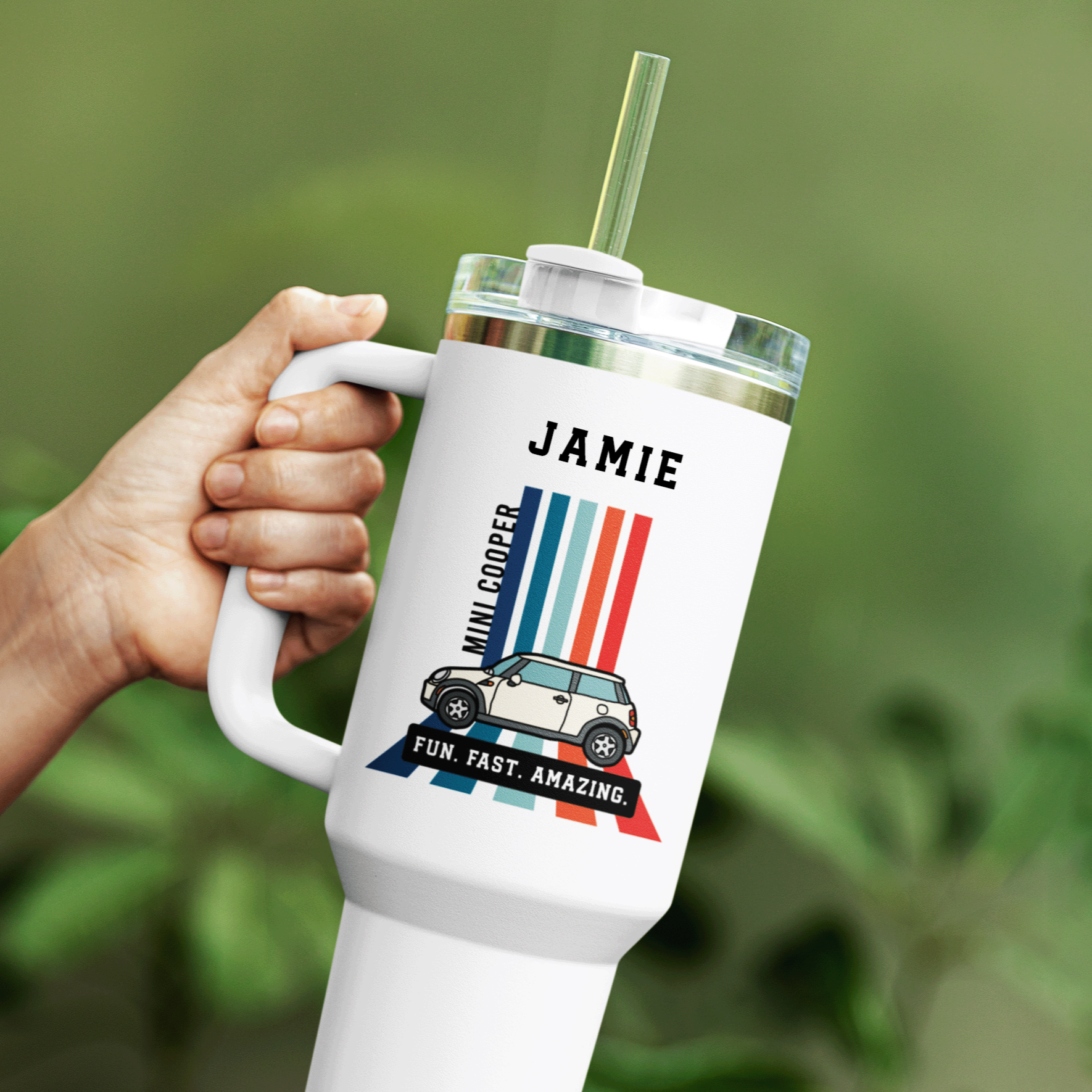 Personalized Mini Fun Fast Insulated 40oz Travel Mug with Straw