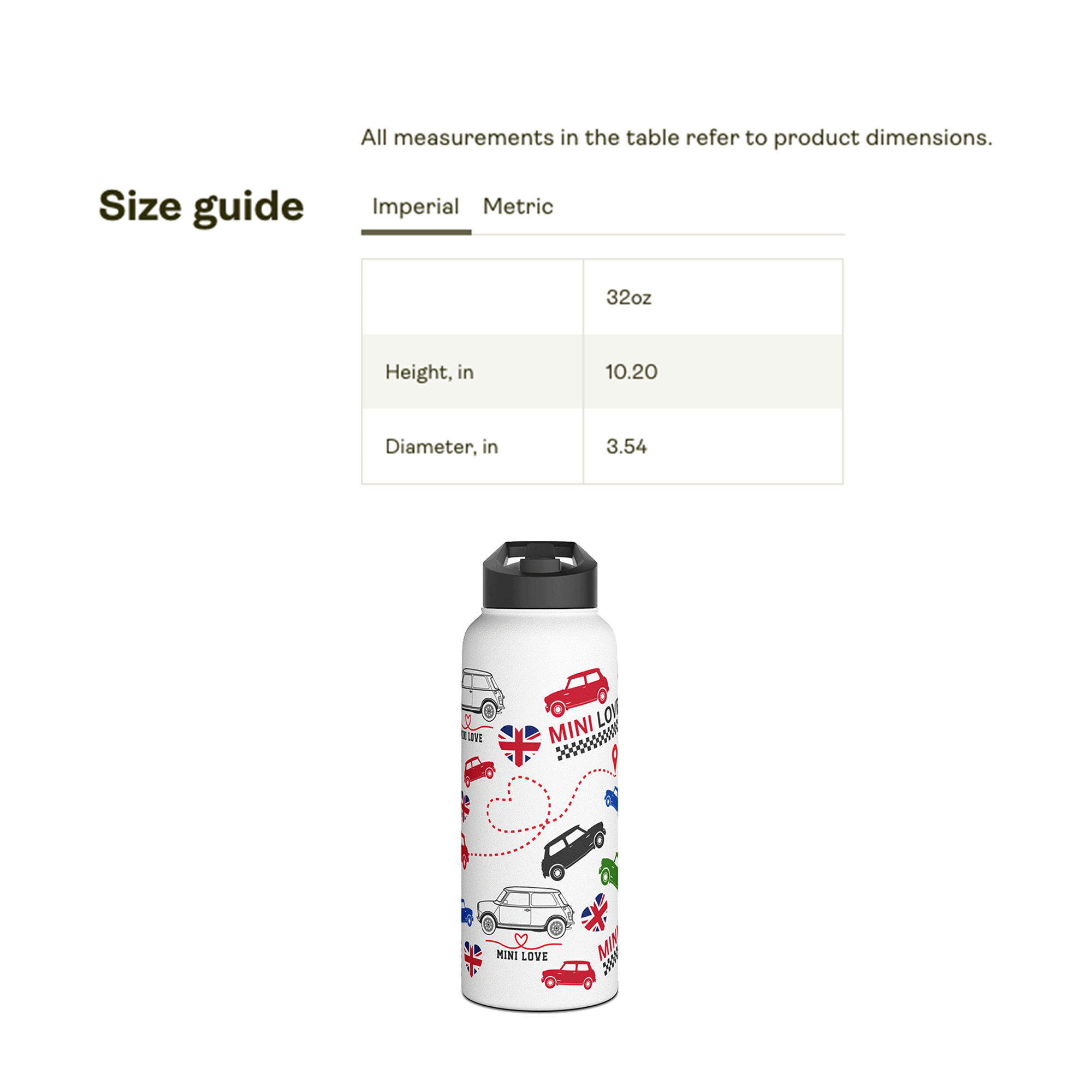 Mini Cooper 32oz Stainless sports bottle
