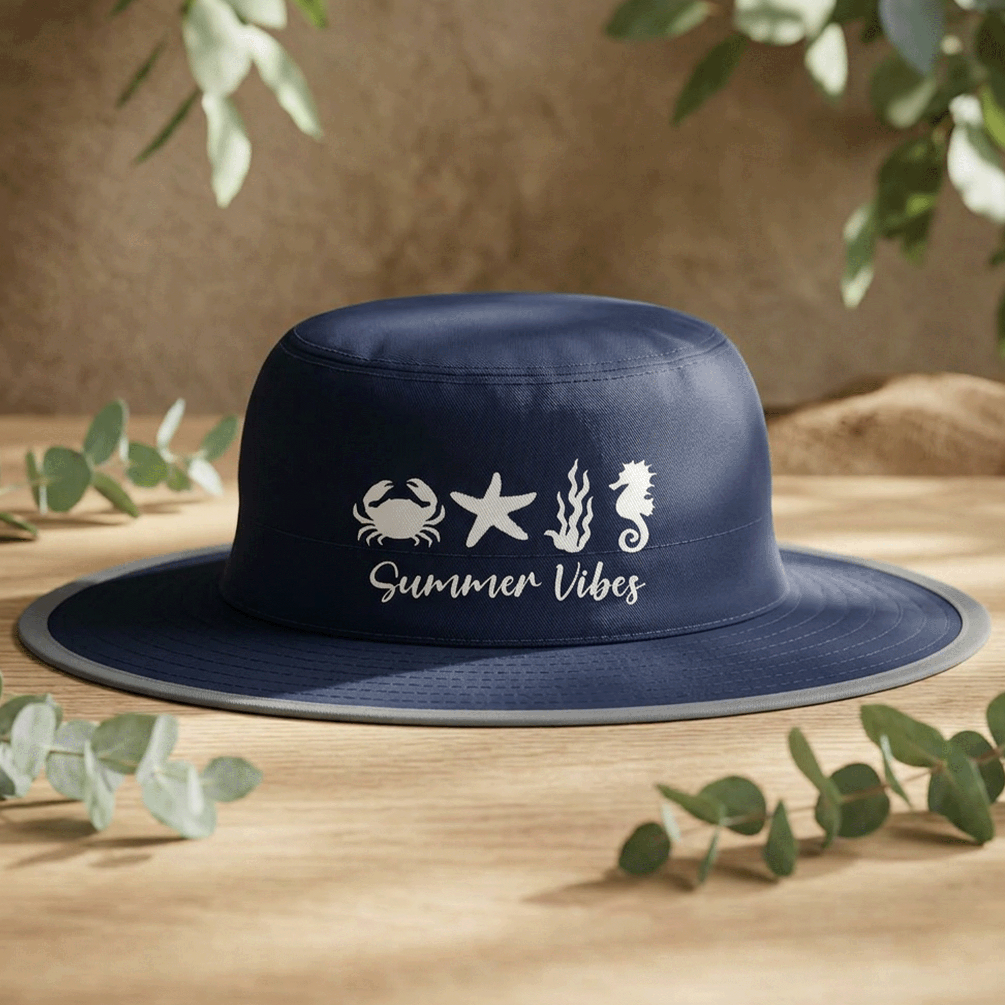 Summer Vibes Wide Brim Moisture-Wicking Sun Hat