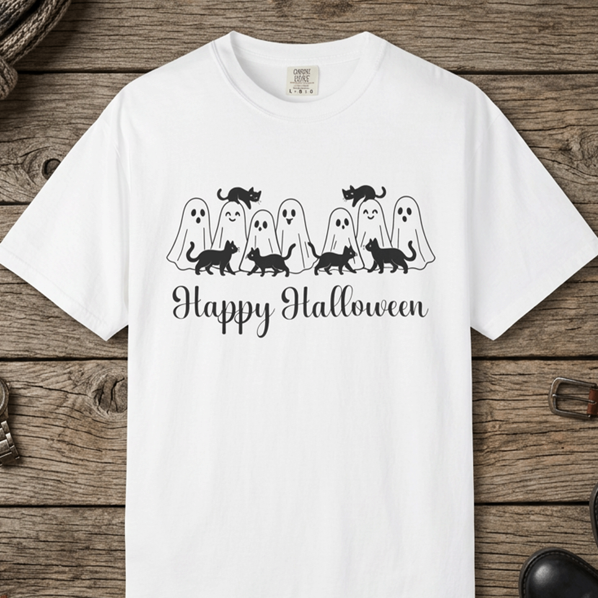 Halloween Ghosts and Curious Cats T-Shirt