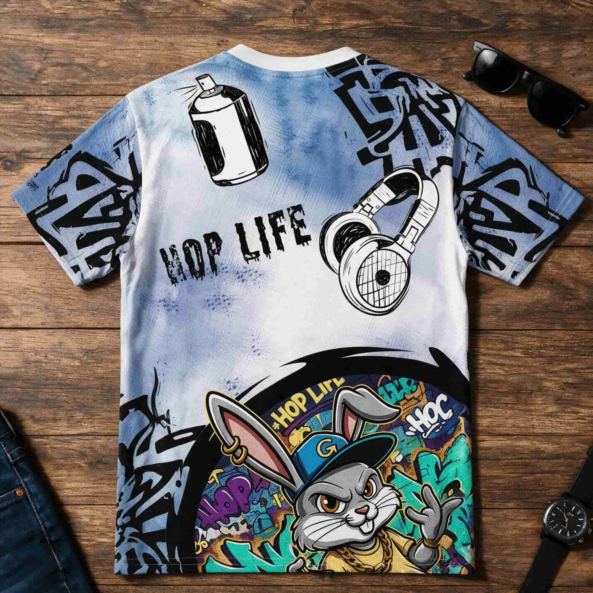 Graffiti Street Bunny All-Over Print Tee