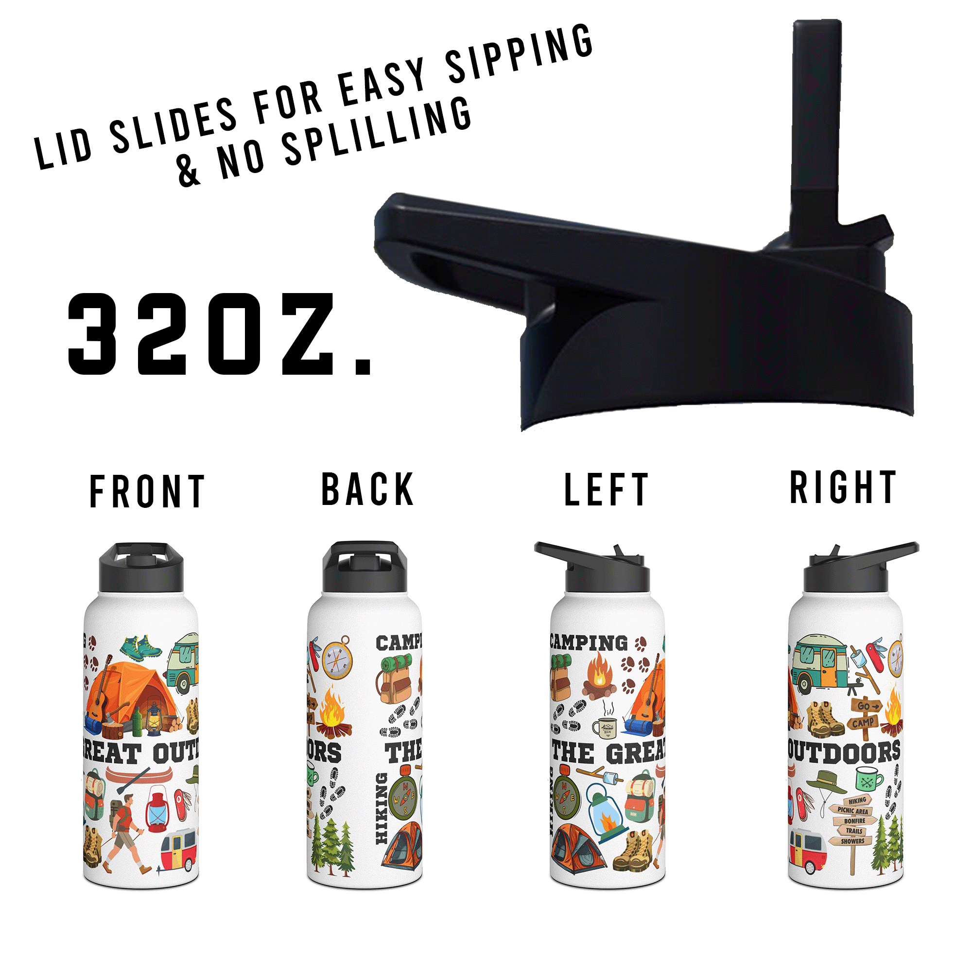 Outdoor Adventure Stainless Steel 32oz Water Bottle