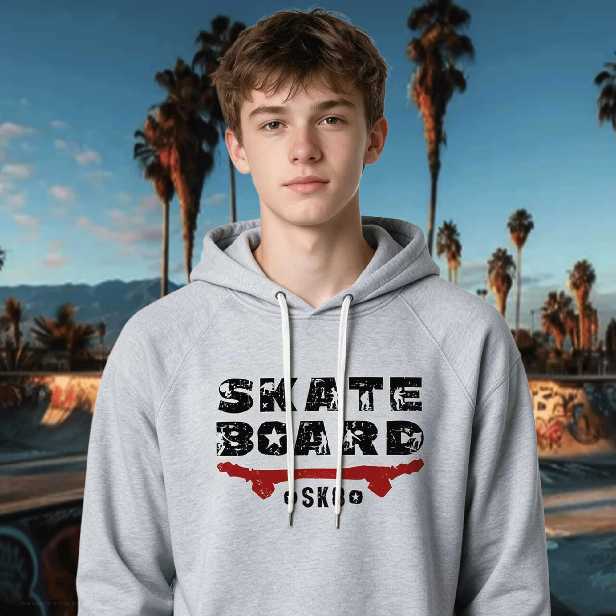 Skateboarding SK8 Unisex Icon Lightweight Loopback Terry Hooded Sweatshirt