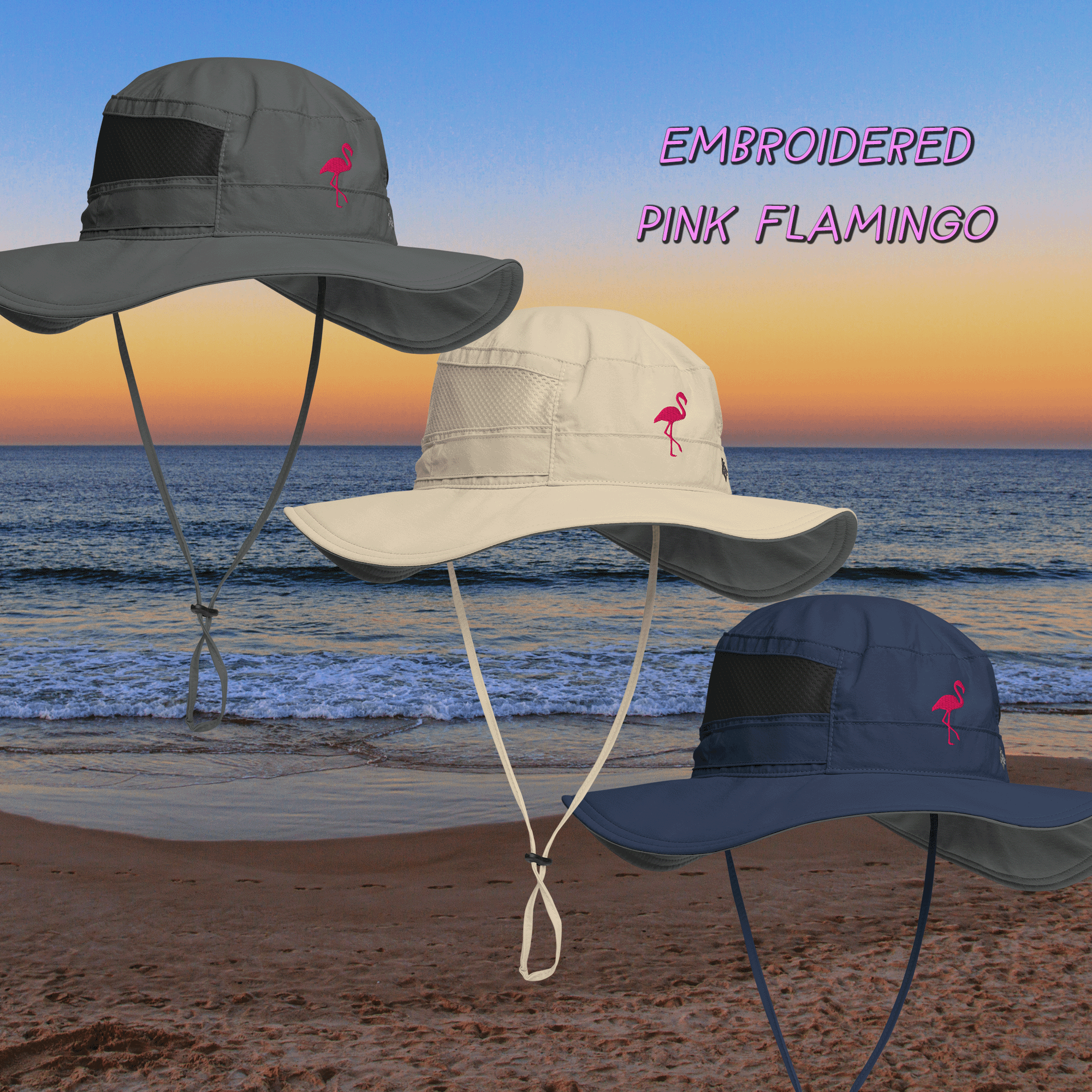 Embroidered Flamingo Columbia Bora Bora Hat