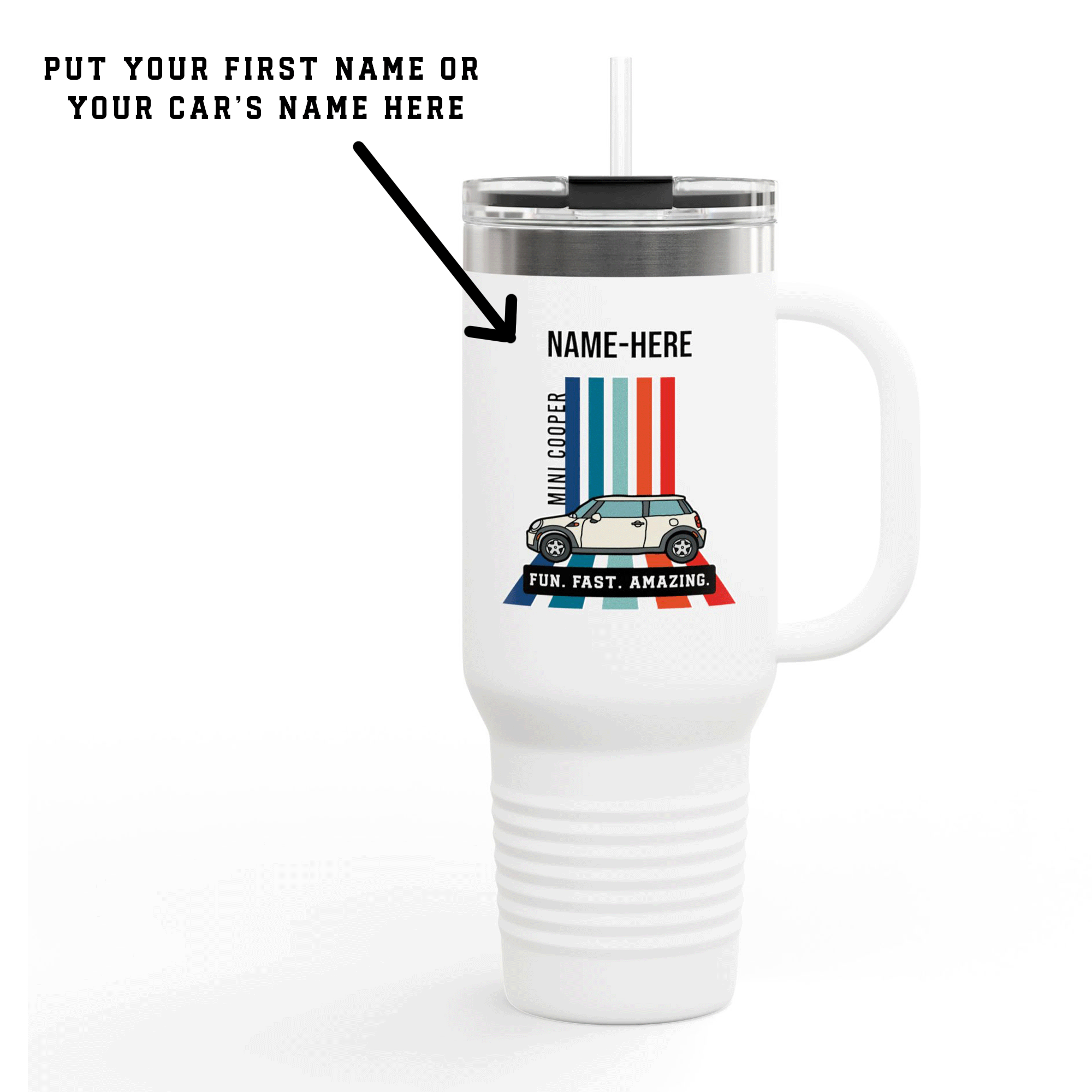 Personalized Mini Fun Fast Insulated 40oz Travel Mug with Straw