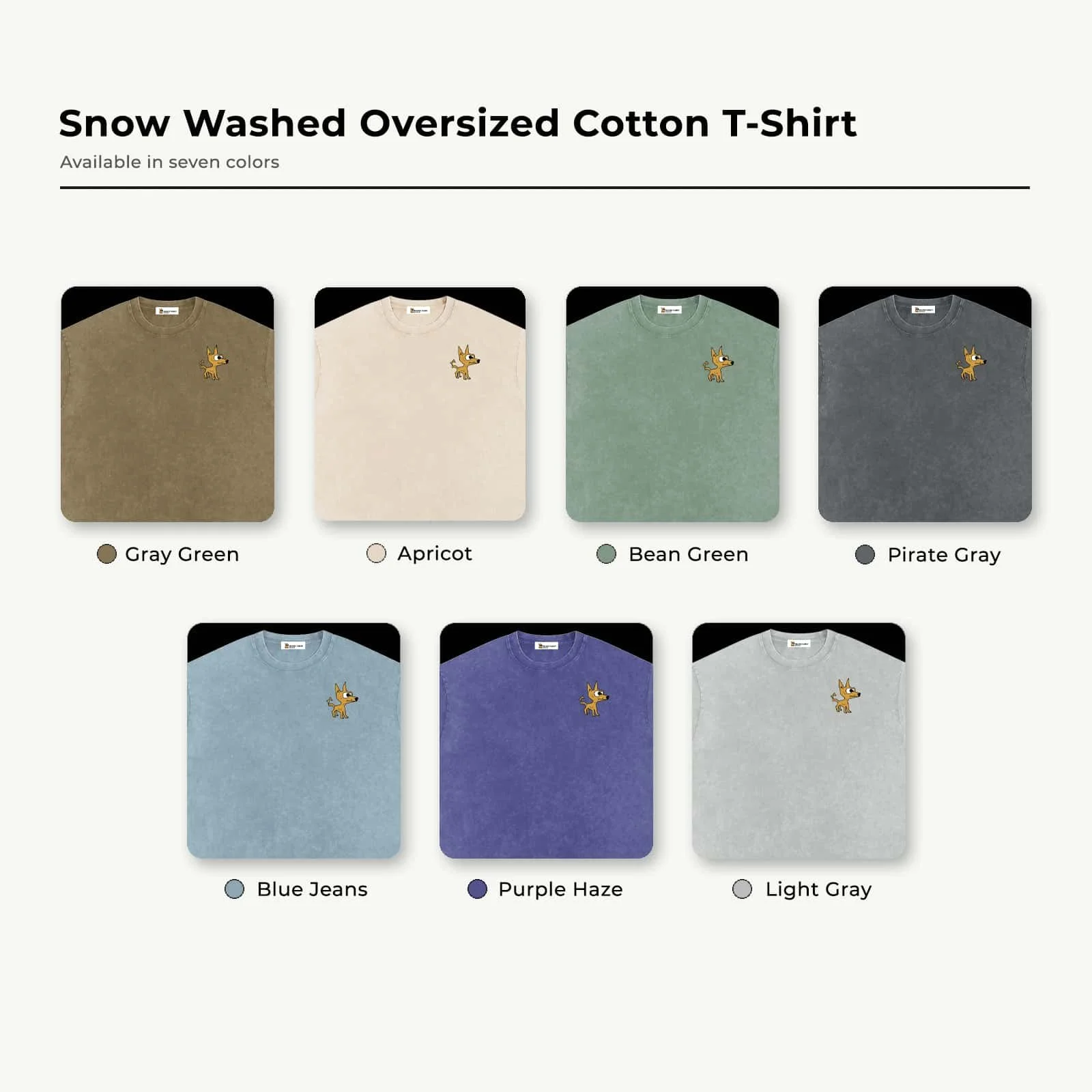 Orange Rabbit Dog "Arlo" Snow Washed Oversized Cotton T-Shirt