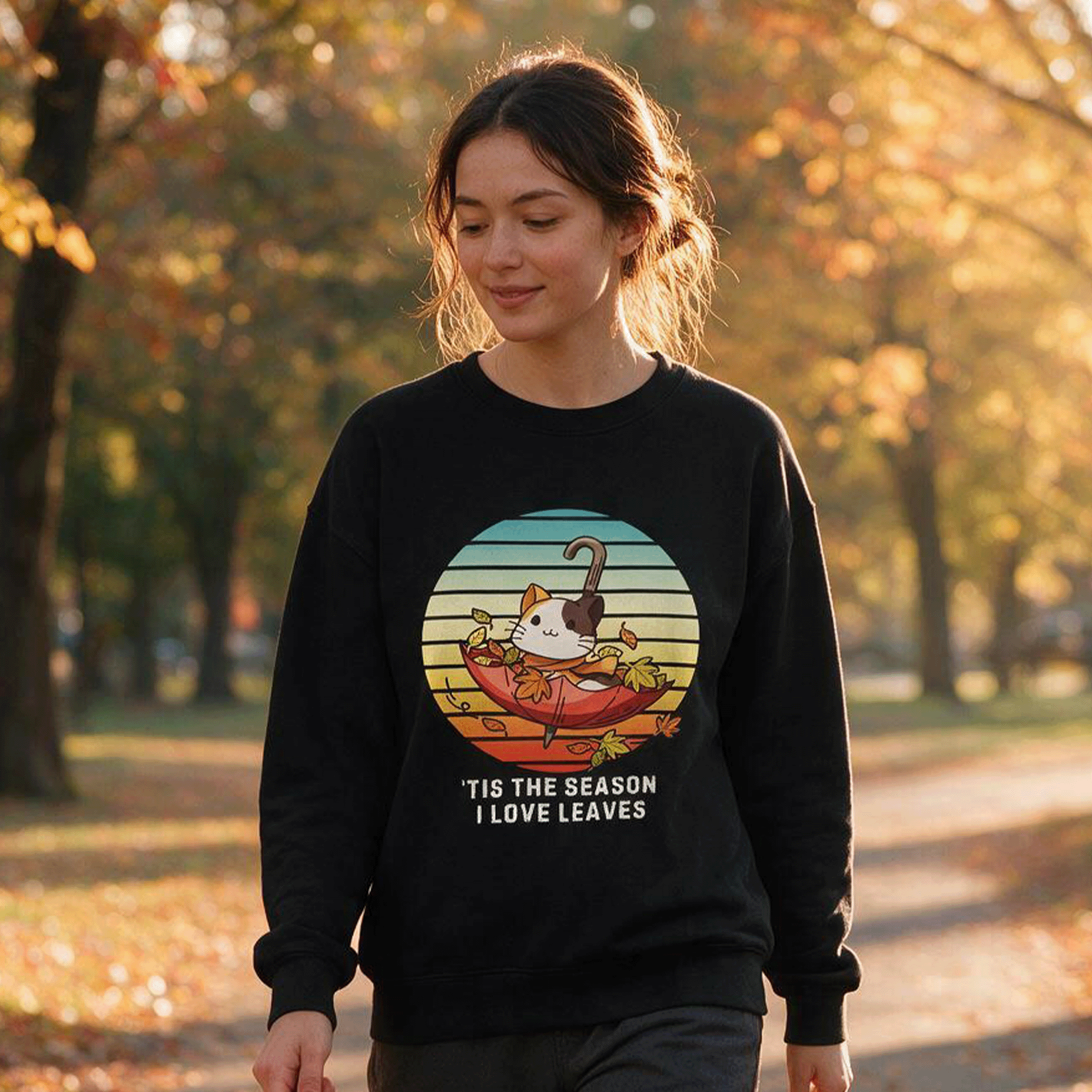Umbrella Kitty Fall Sweatshirt, Tis the Season