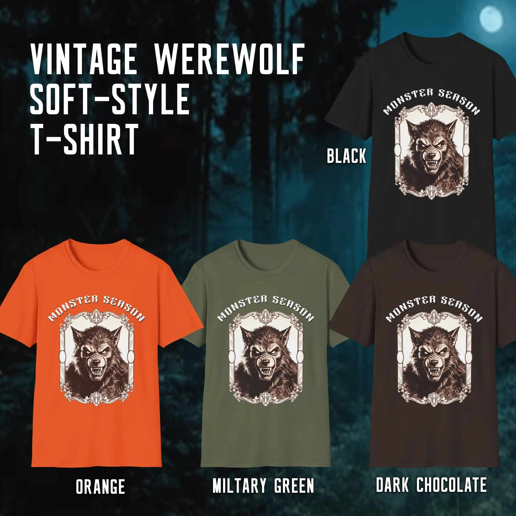 Vintage Werewolf Season Soft-style T‑Shirt