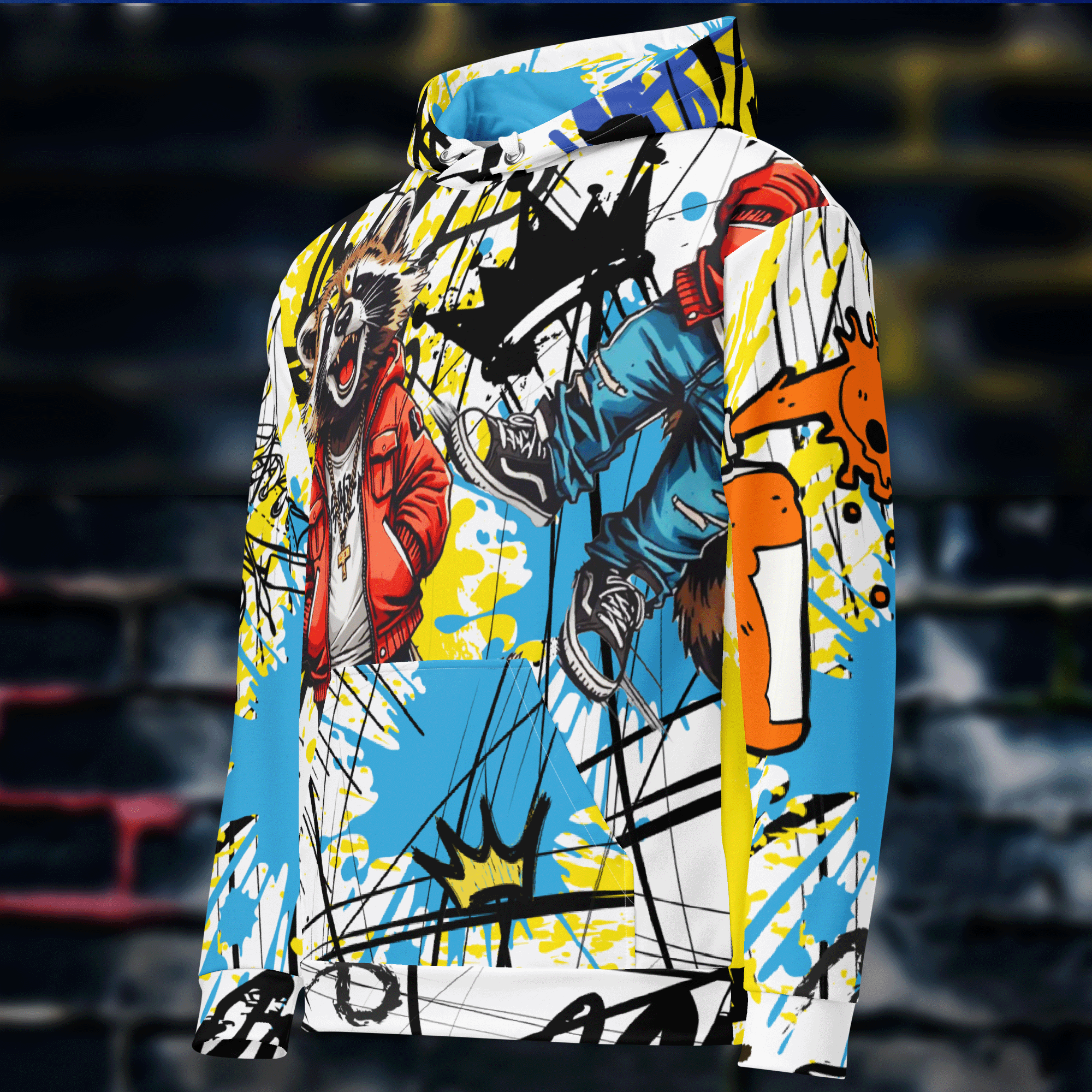 Graffiti Style Raccoon Streetwear Hoodie