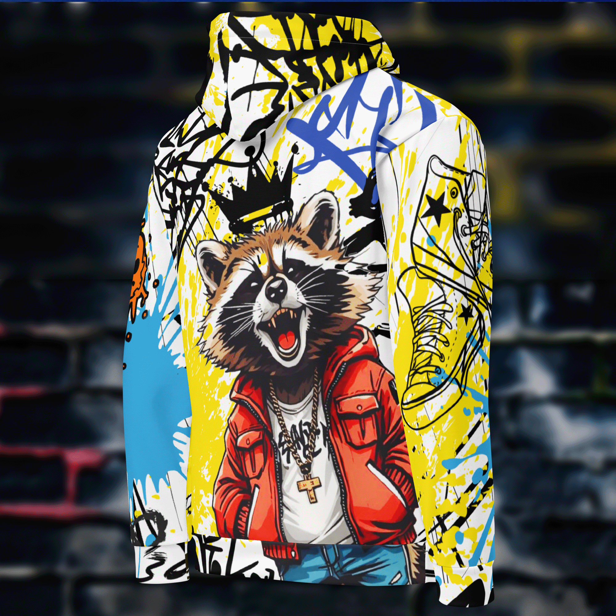 Graffiti Style Raccoon Streetwear Hoodie