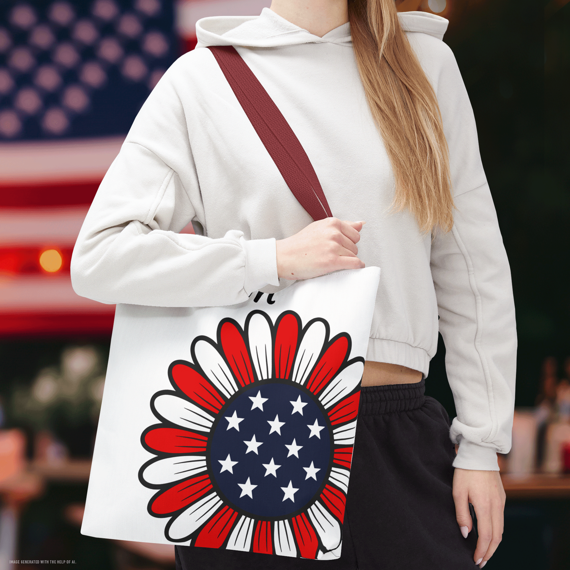 Personalized American Flower Tote Bag