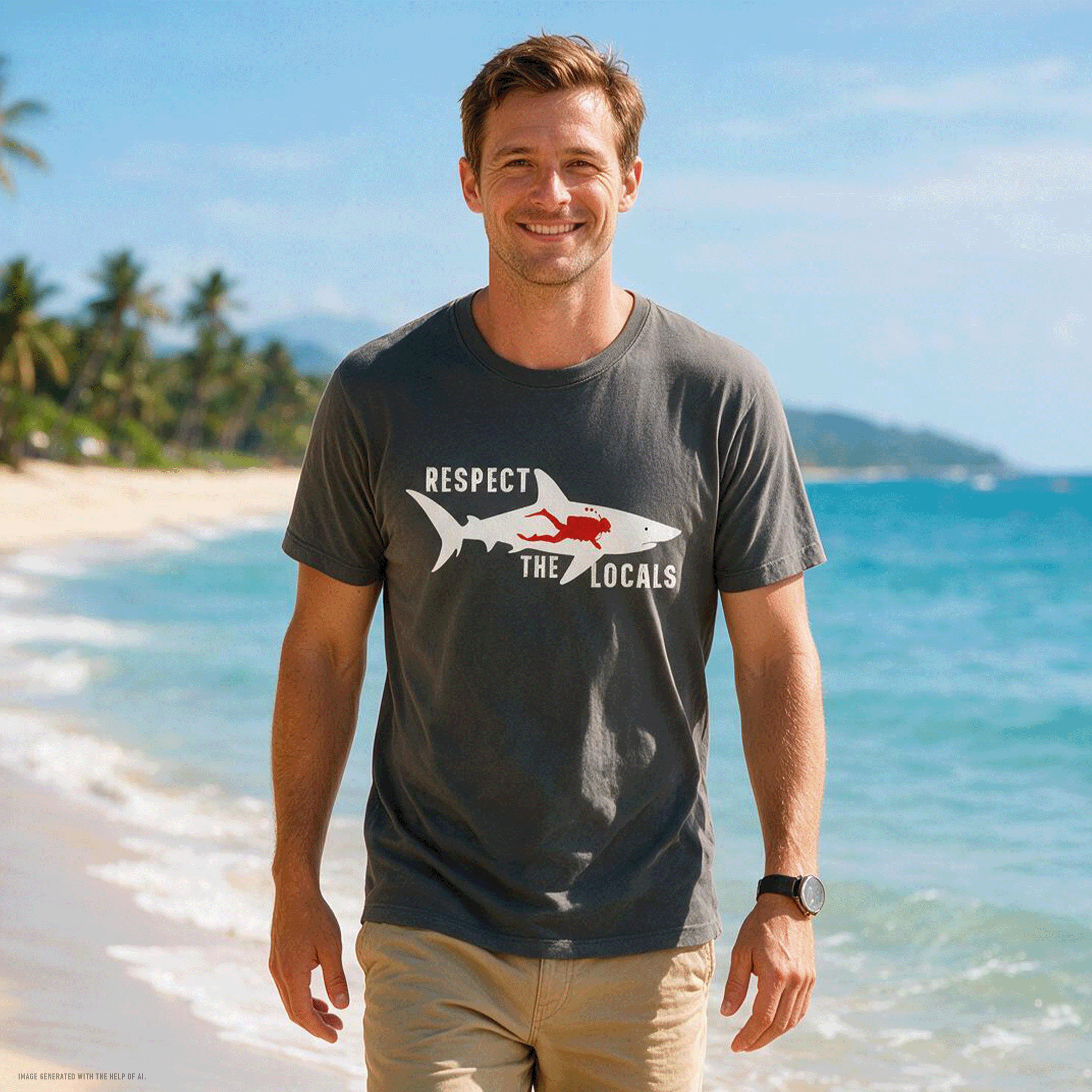 Respect the Locals Shark Recycled T‑Shirt