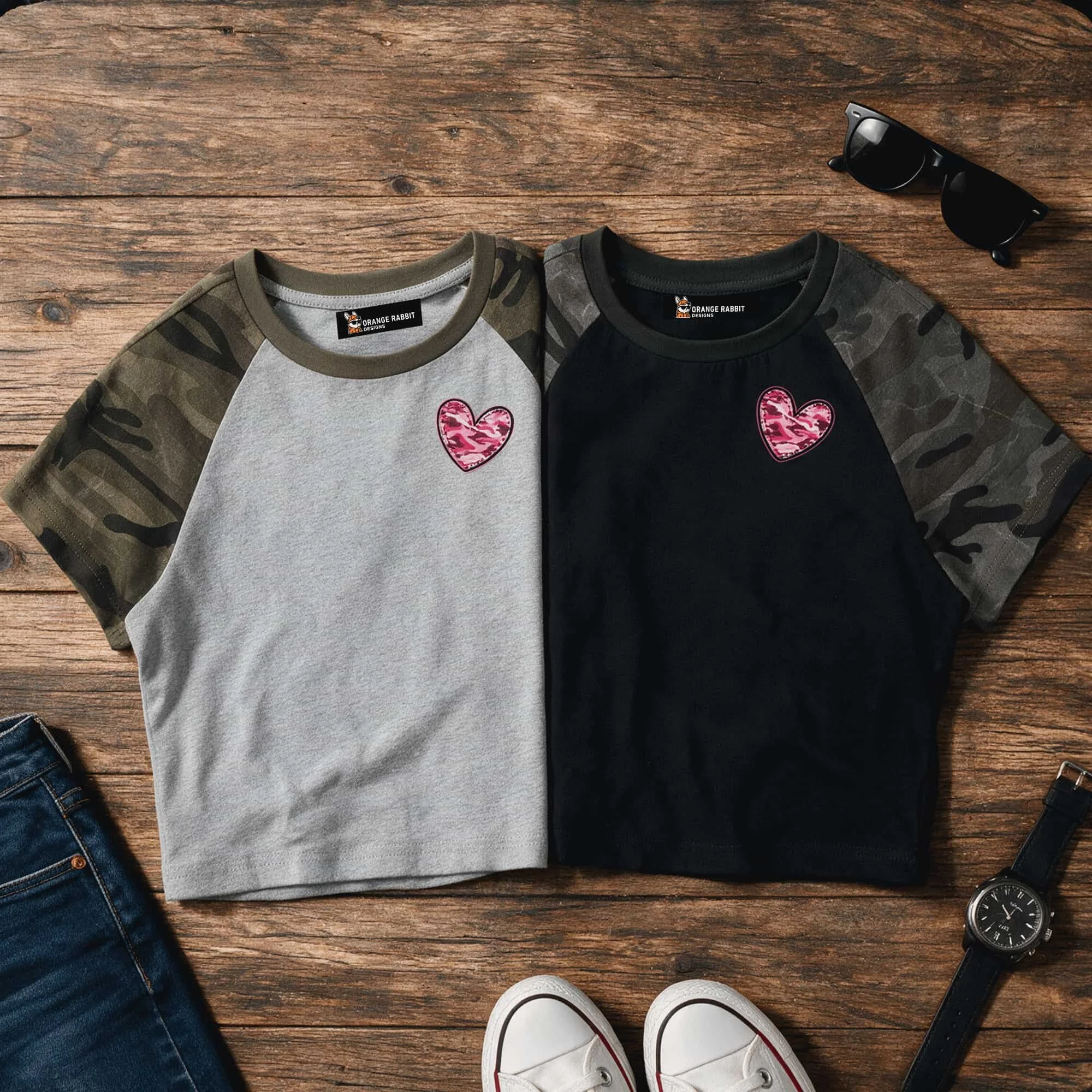Women's Camo Heart Streetwear Set