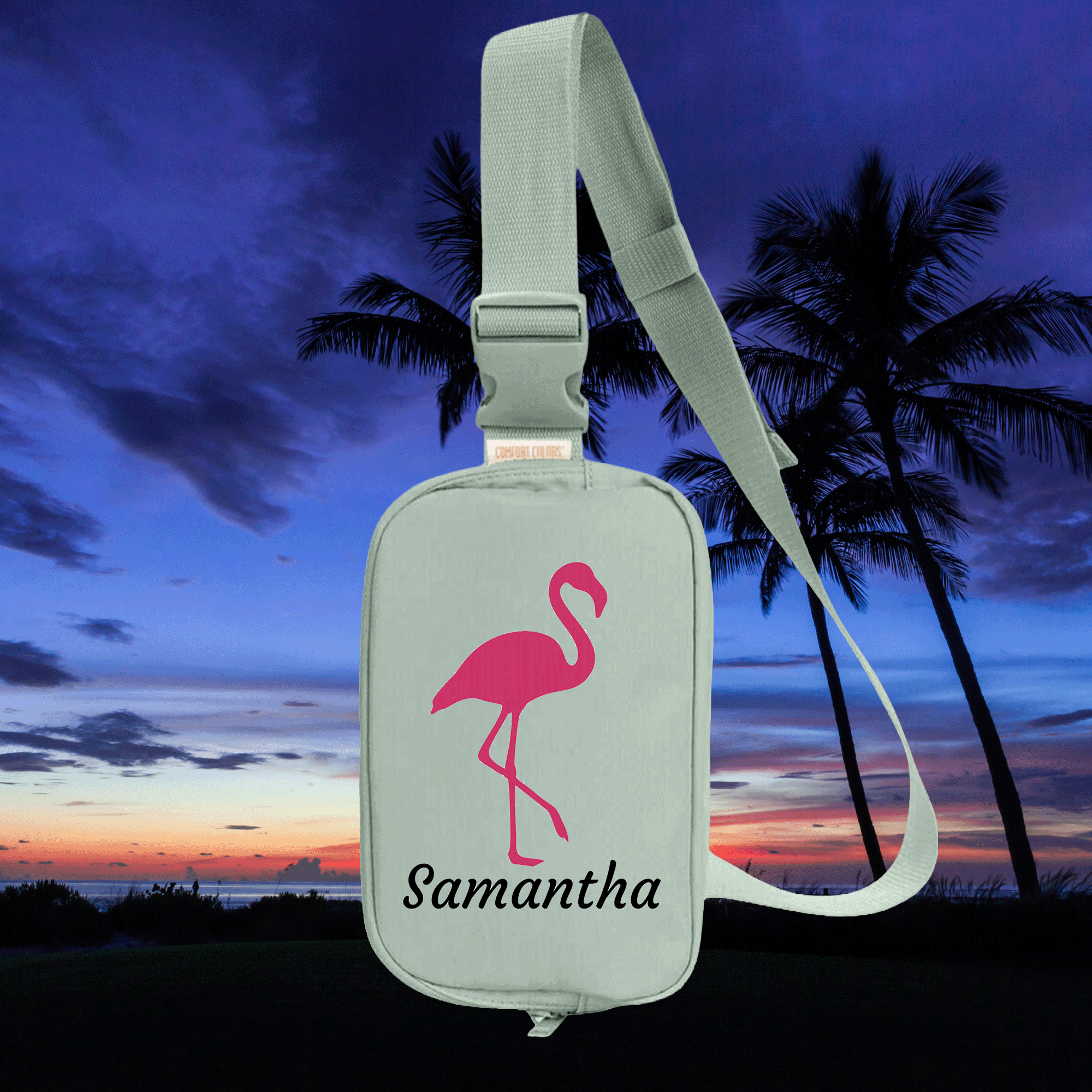 Embroidered Personalized Flamingo Explorer Sling Bag