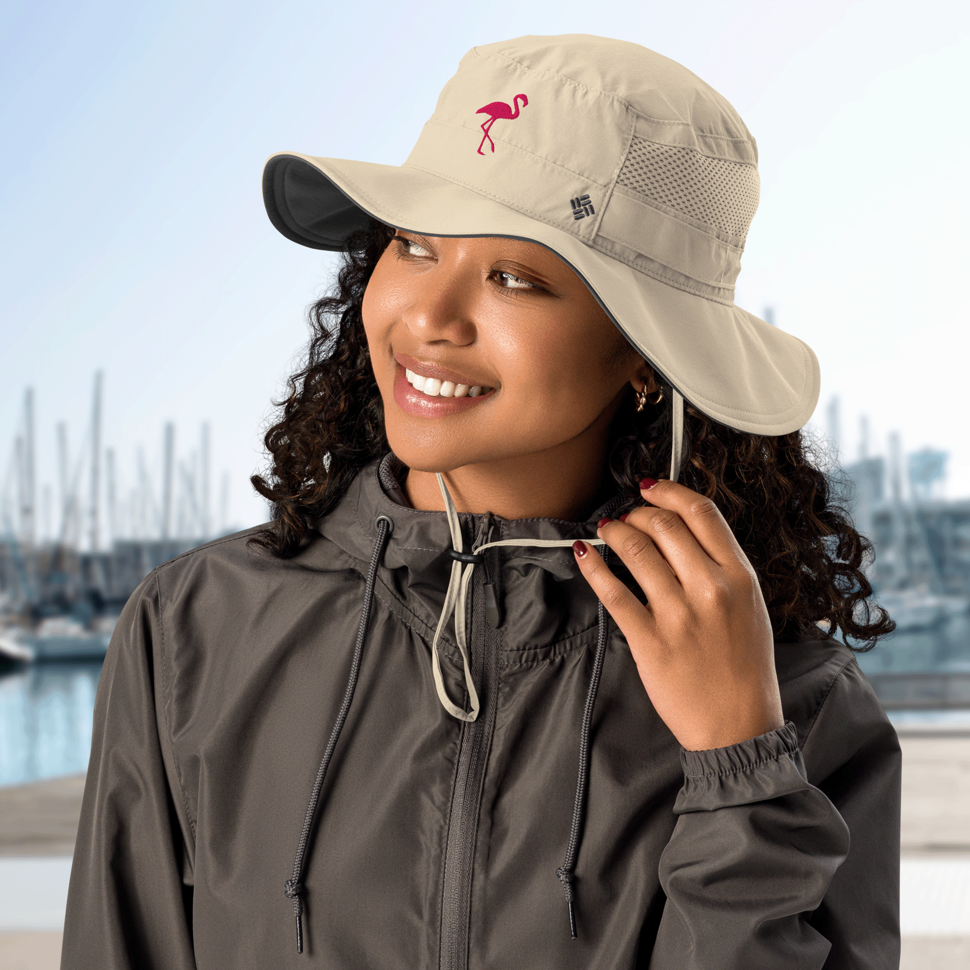 Embroidered Flamingo Columbia Bora Bora Hat