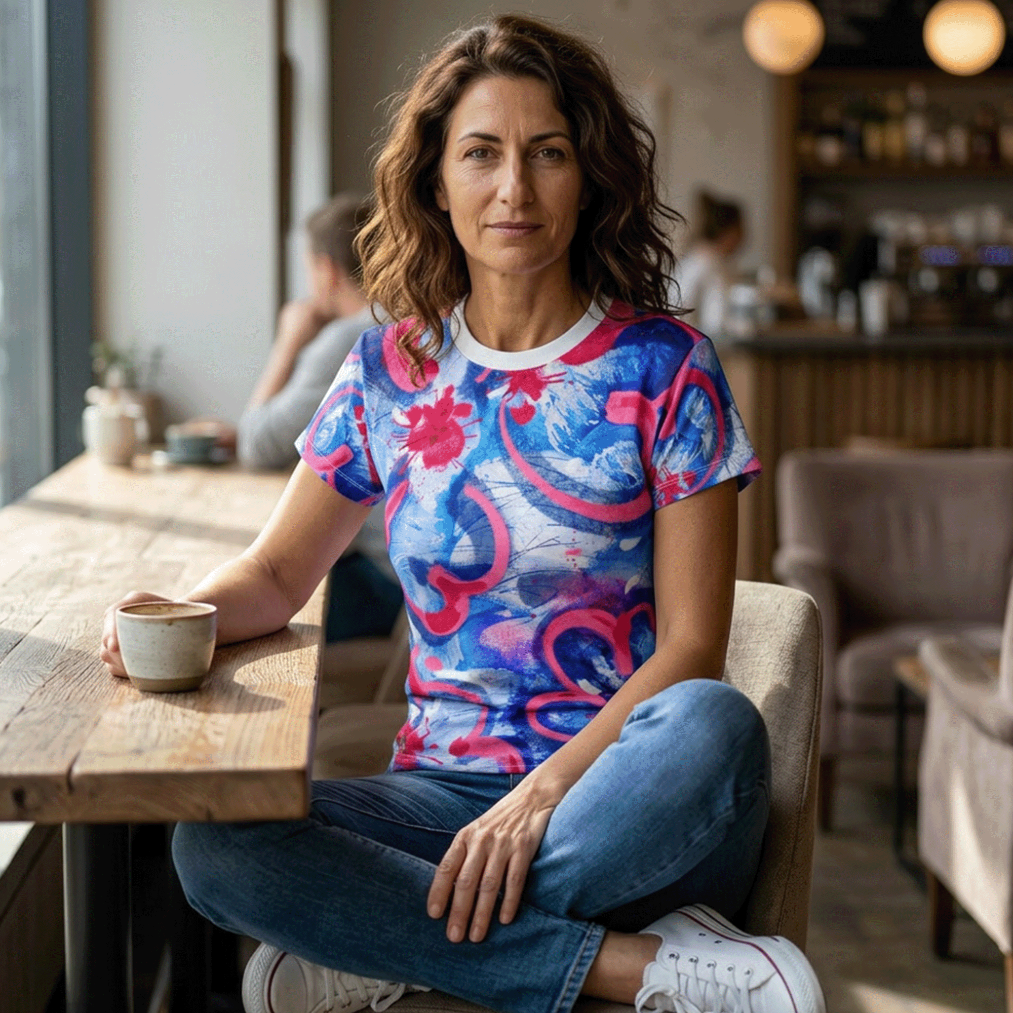Women's Abstract Floral Watercolor Tee