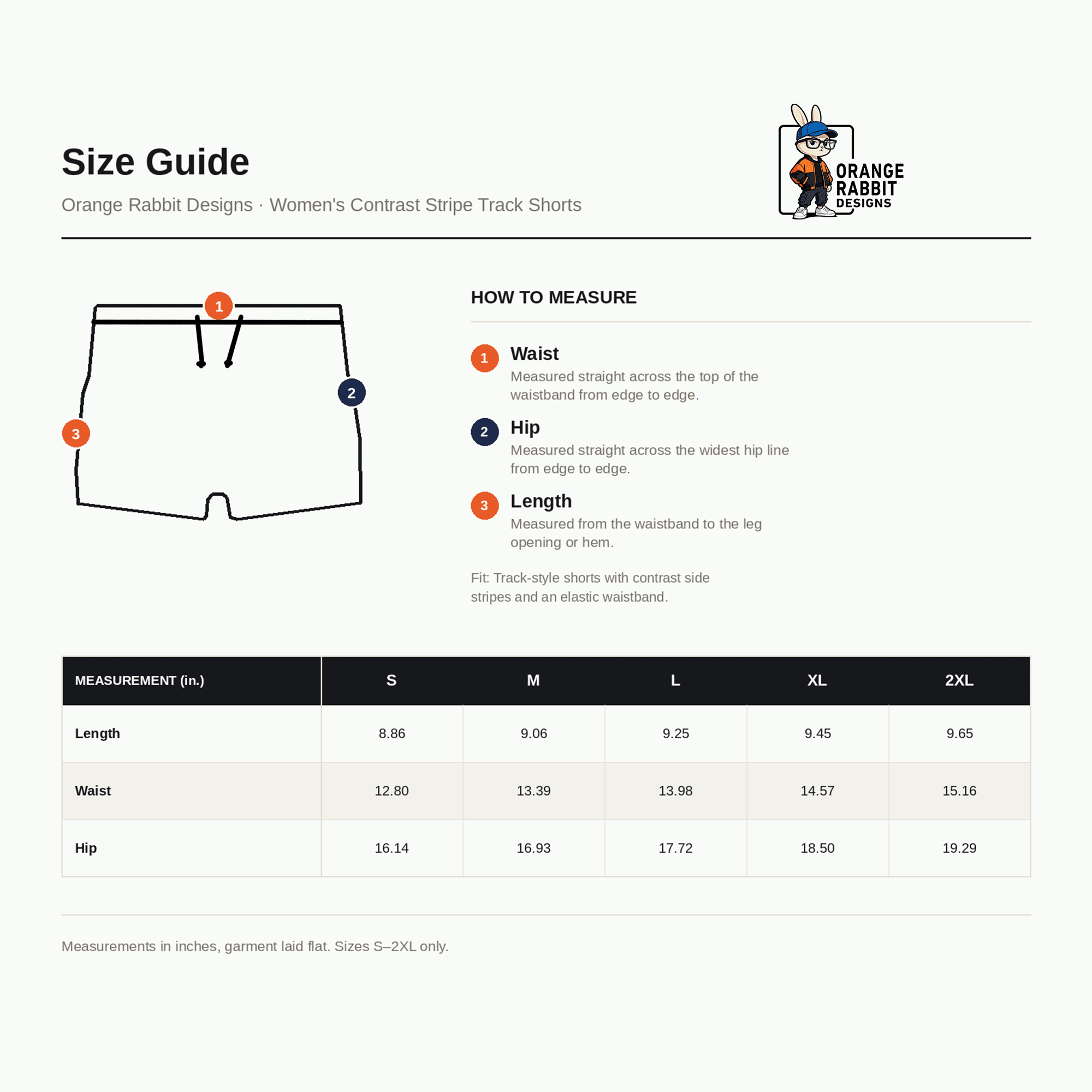orange rabbit size chart