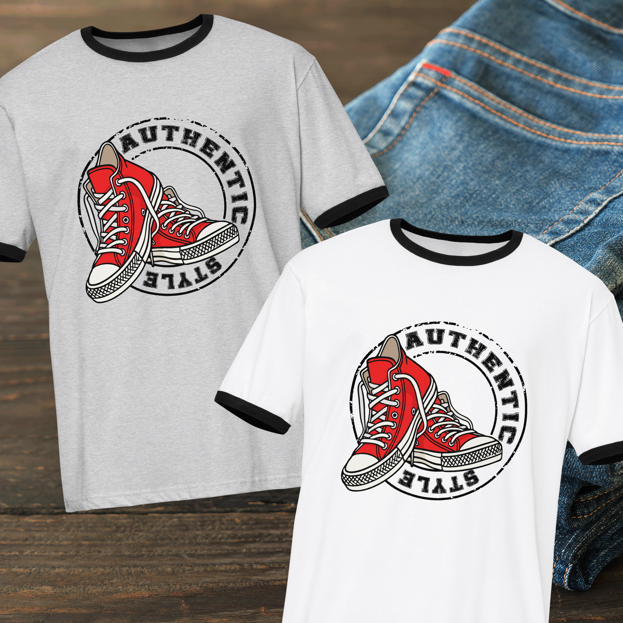 Authentic Style Red Sneakers Ringer T-shirt