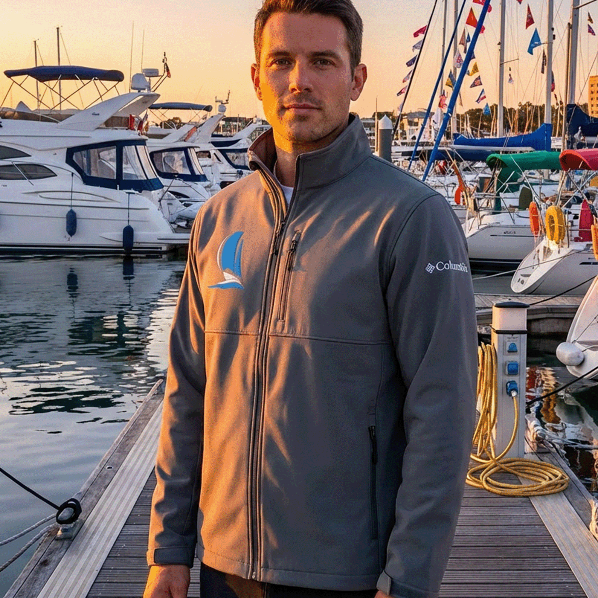 Embroidered Sailboat Soft Shell Columbia Jacket