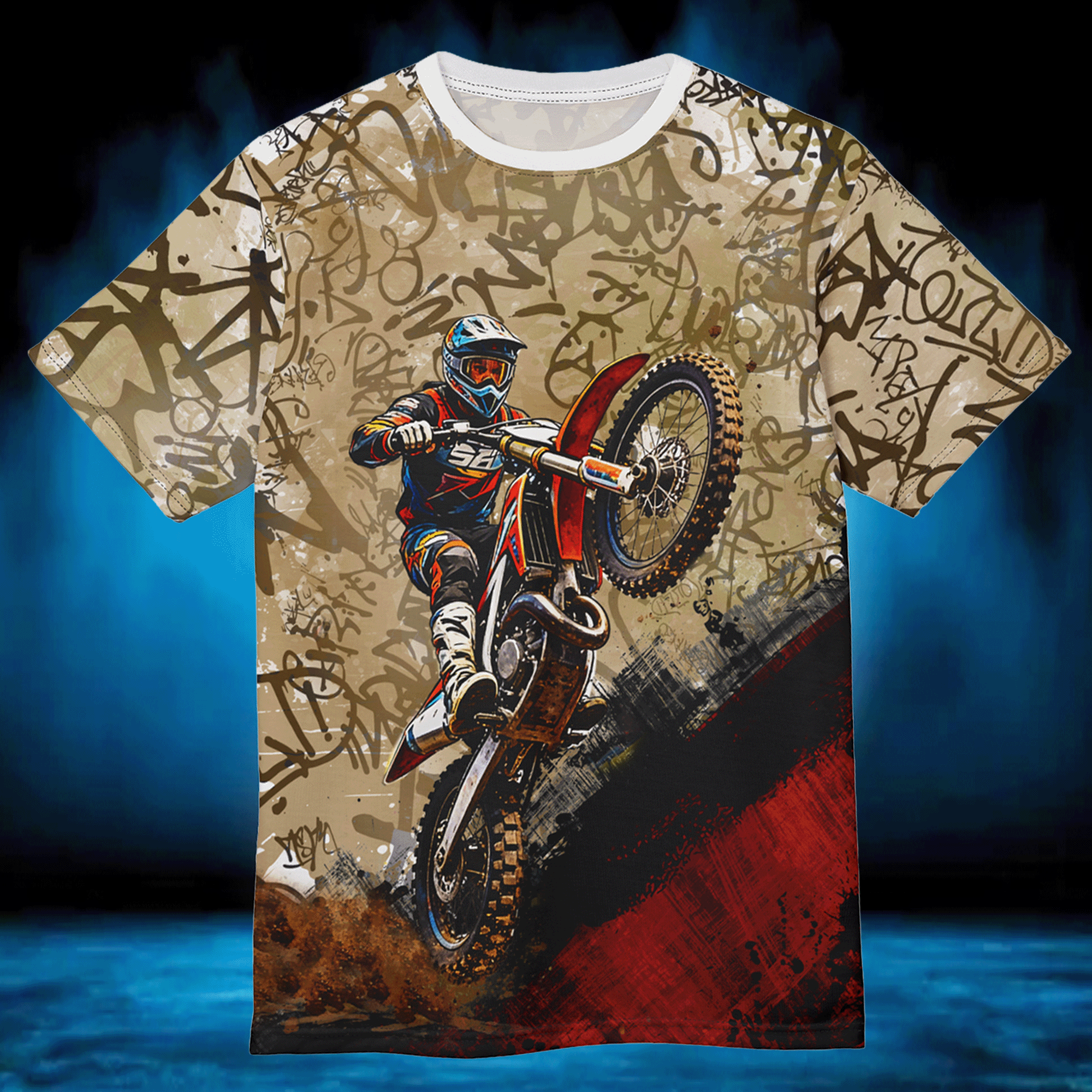 Motocross Graffiti Grunge Style T-shirt
