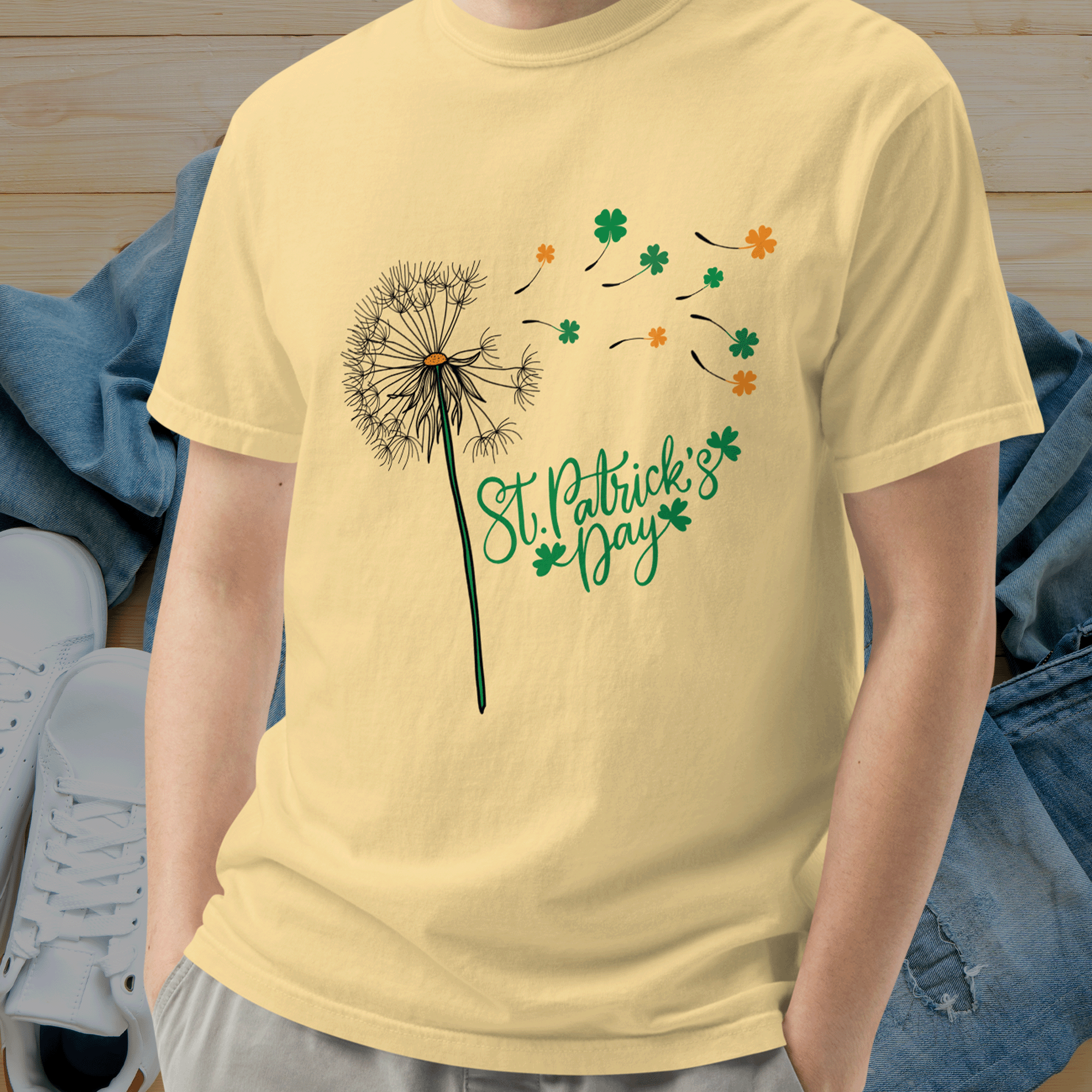 St Patricks Day Dandelion Shamrock T-shirt