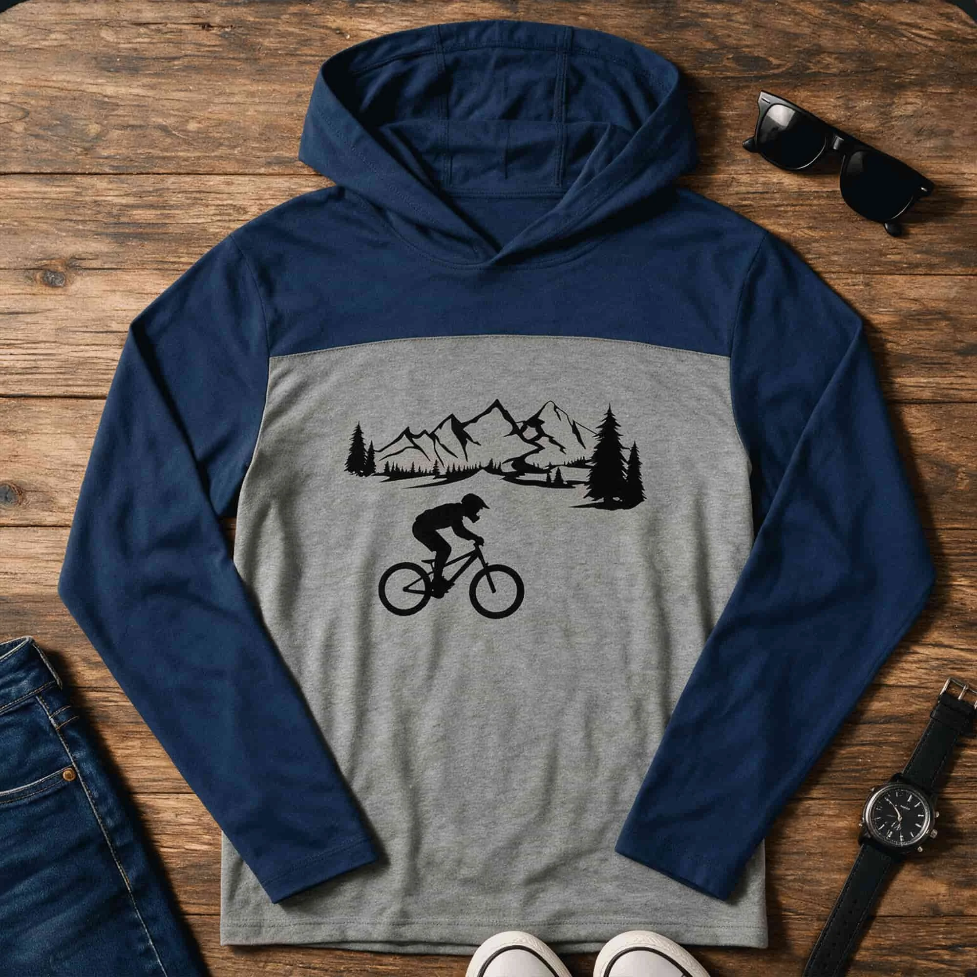 Mountain Biker Long Sleeve T-shirt Hoodie