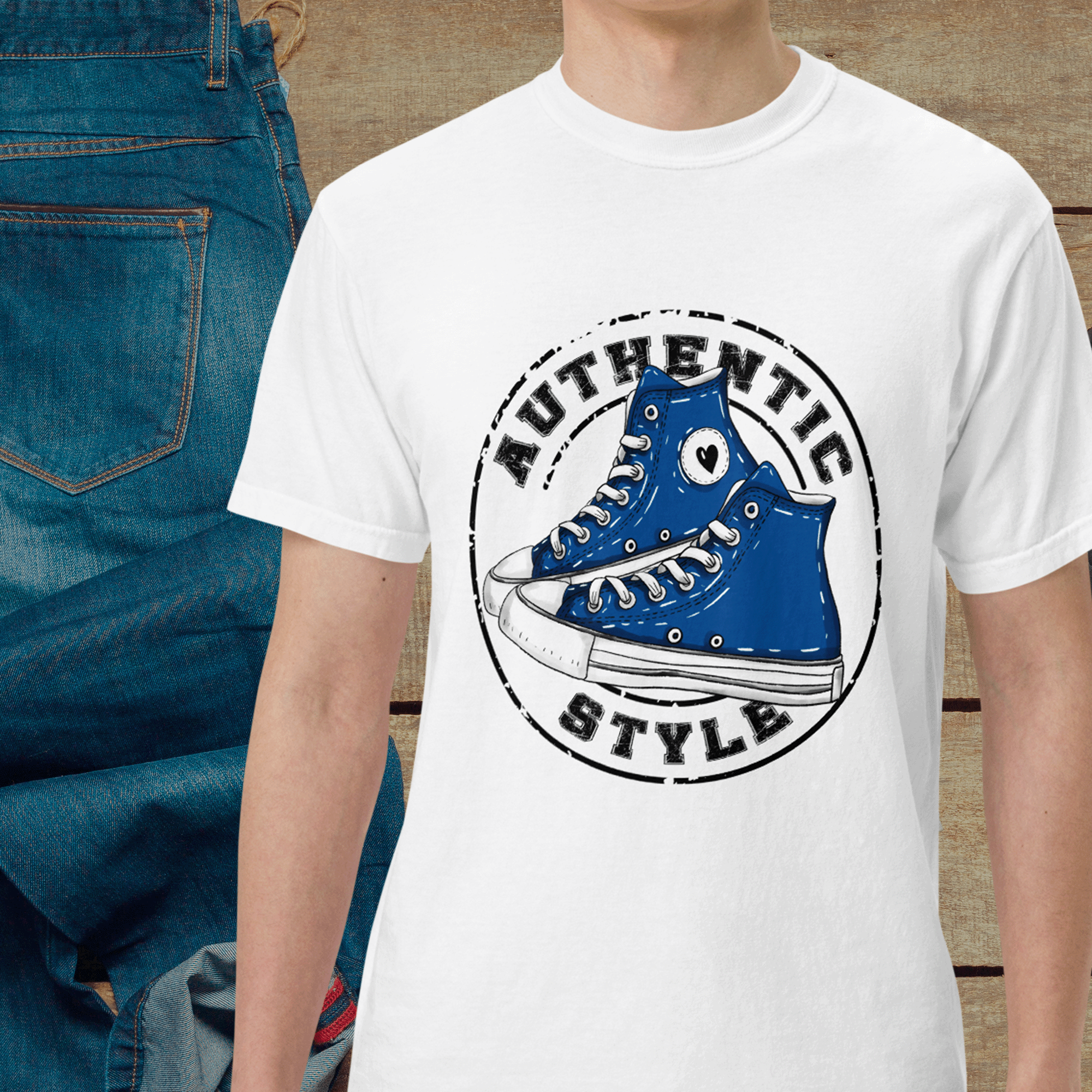 Authentic Style Blue Sneakers Tee